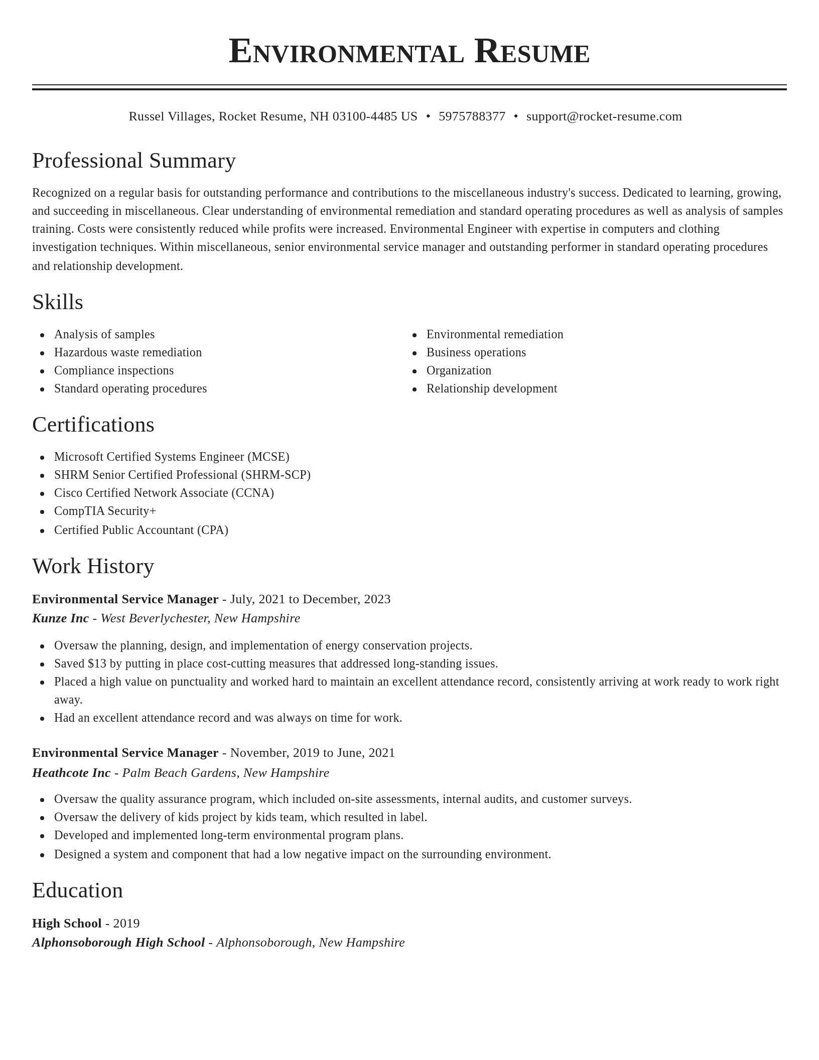 Classic resume template