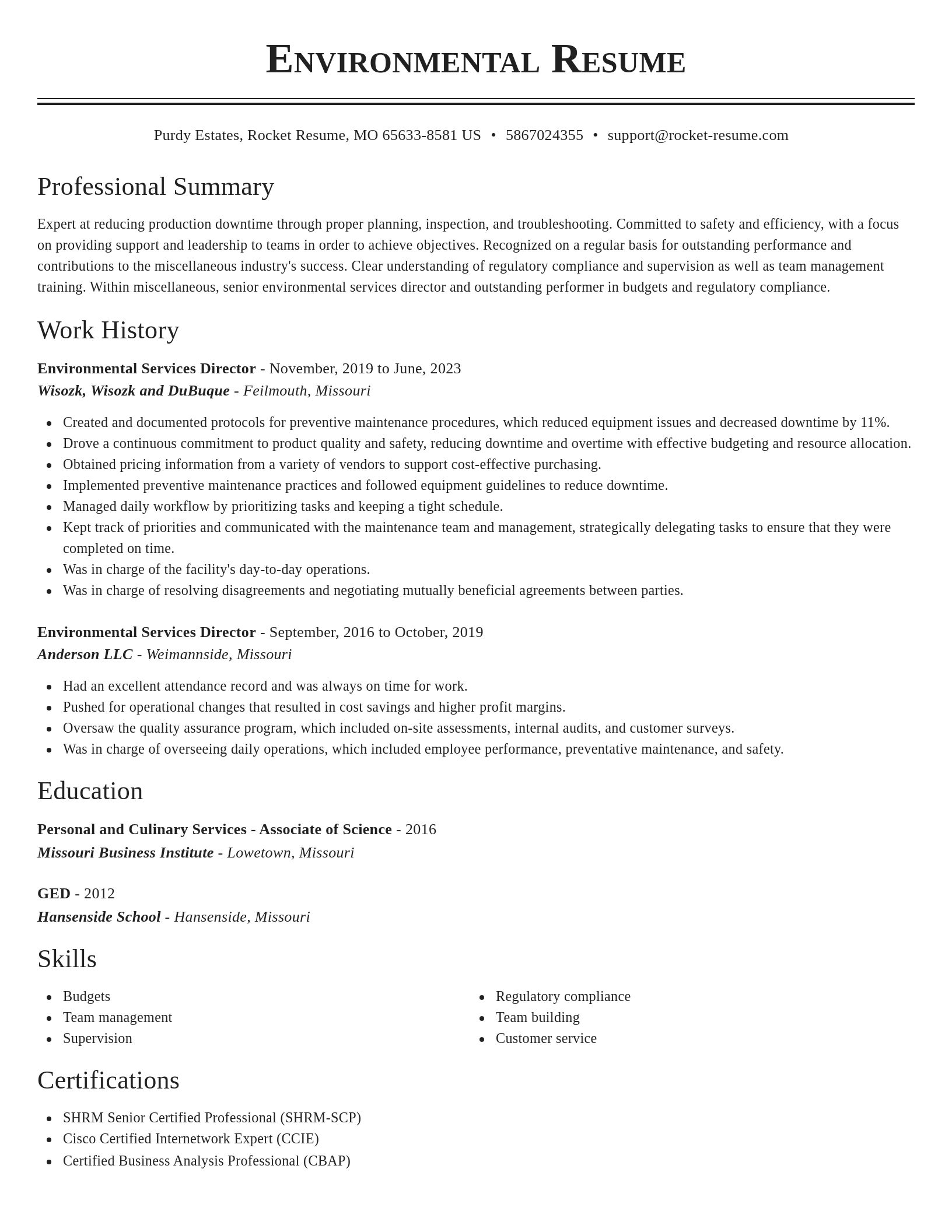 Classic resume template