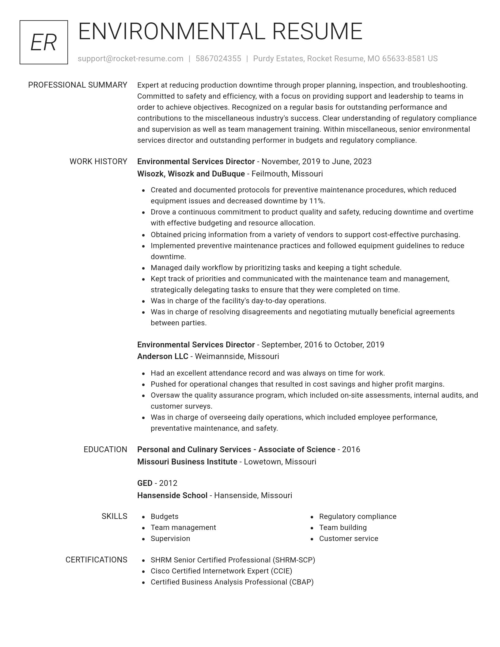 Renowned resume template