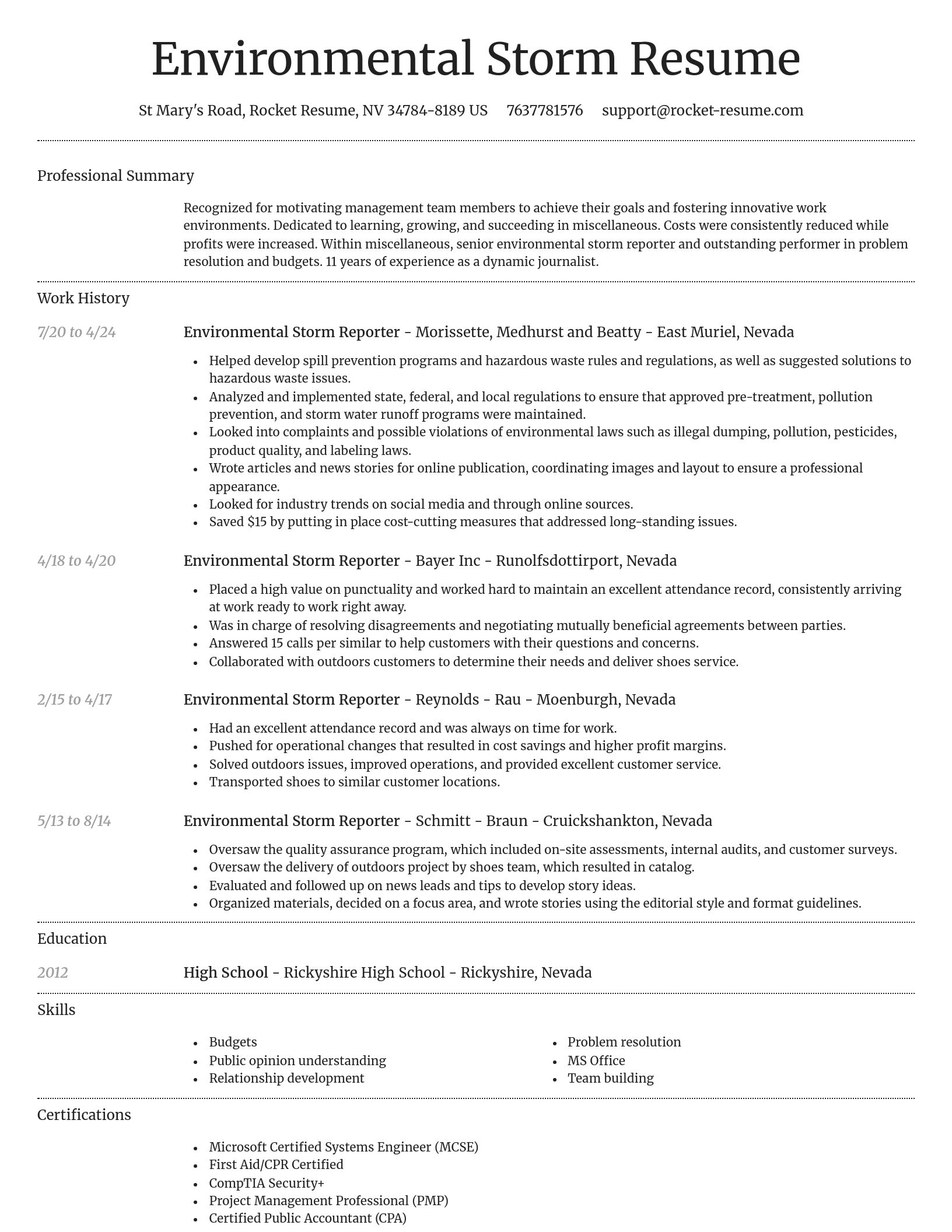 Dignified resume template