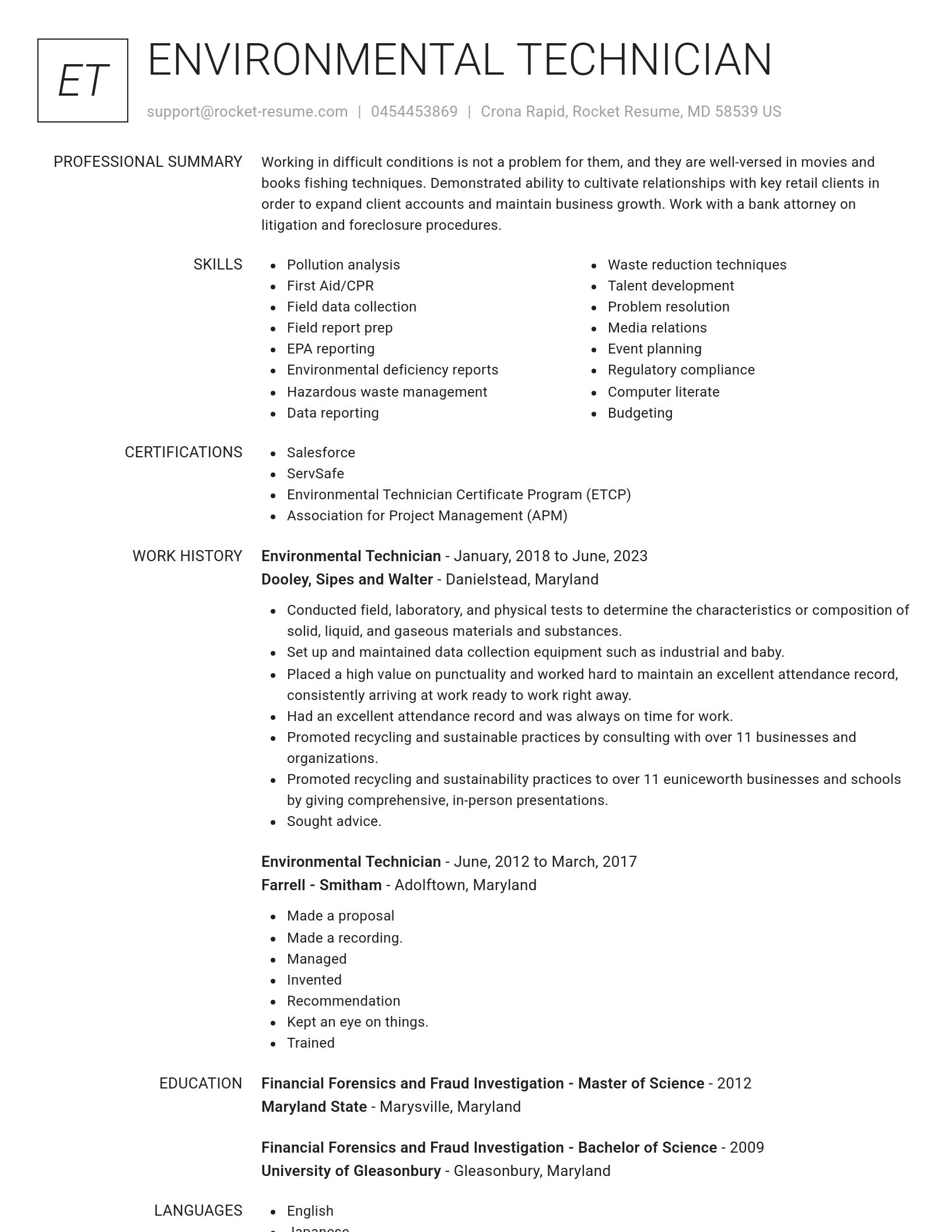 Renowned resume template