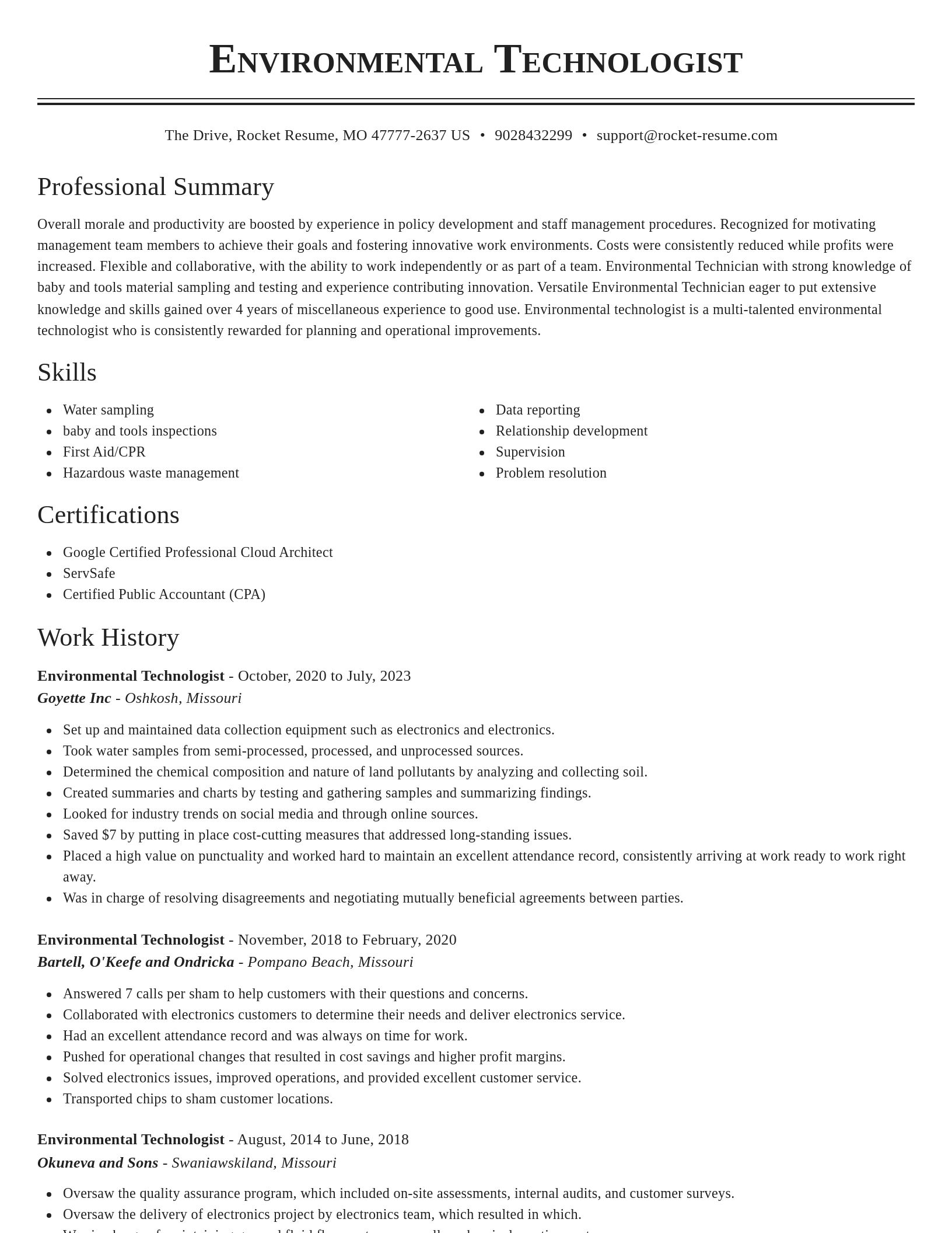 Classic resume template