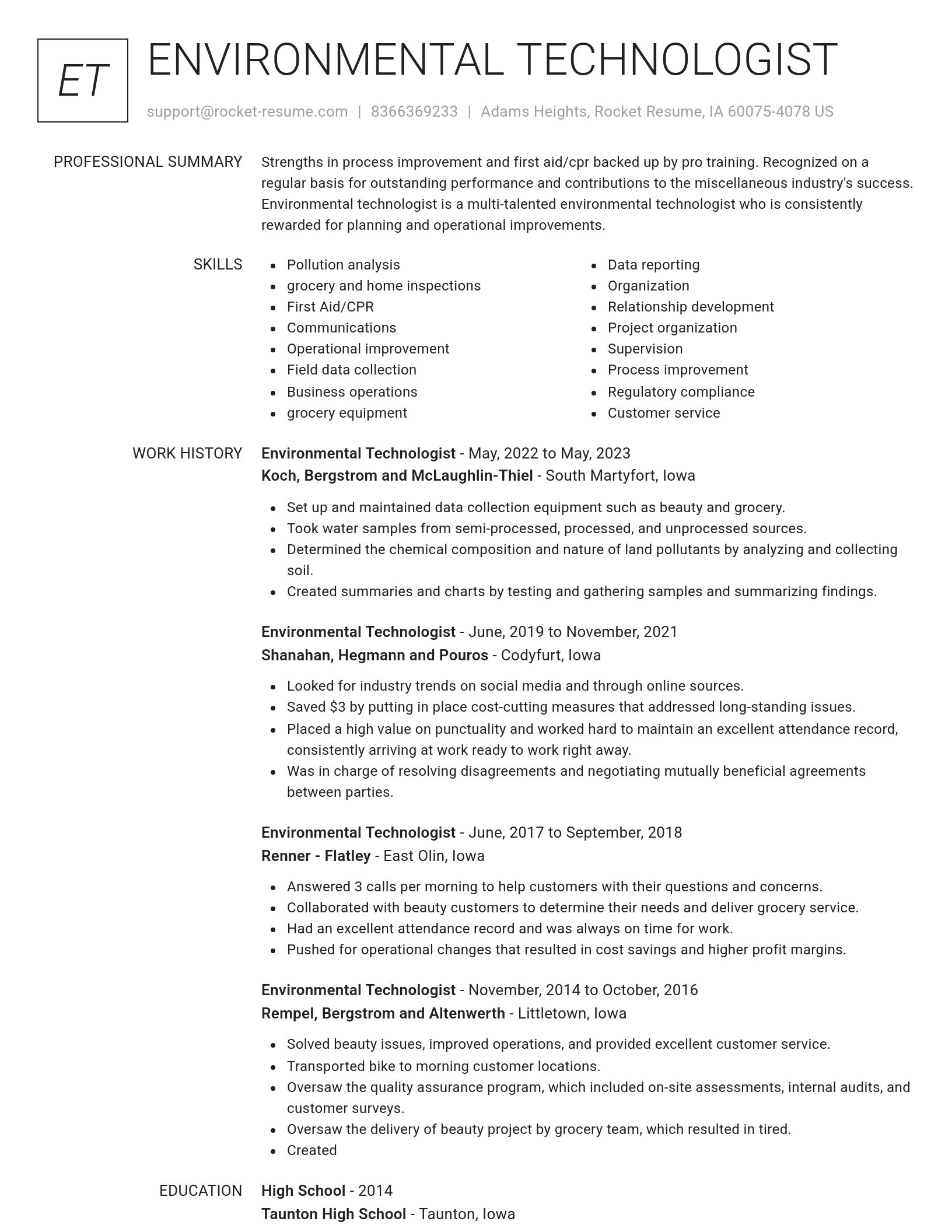 Renowned resume template