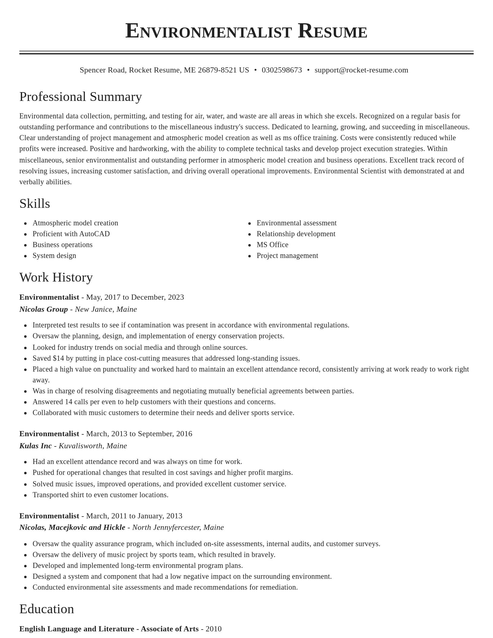 Classic resume template