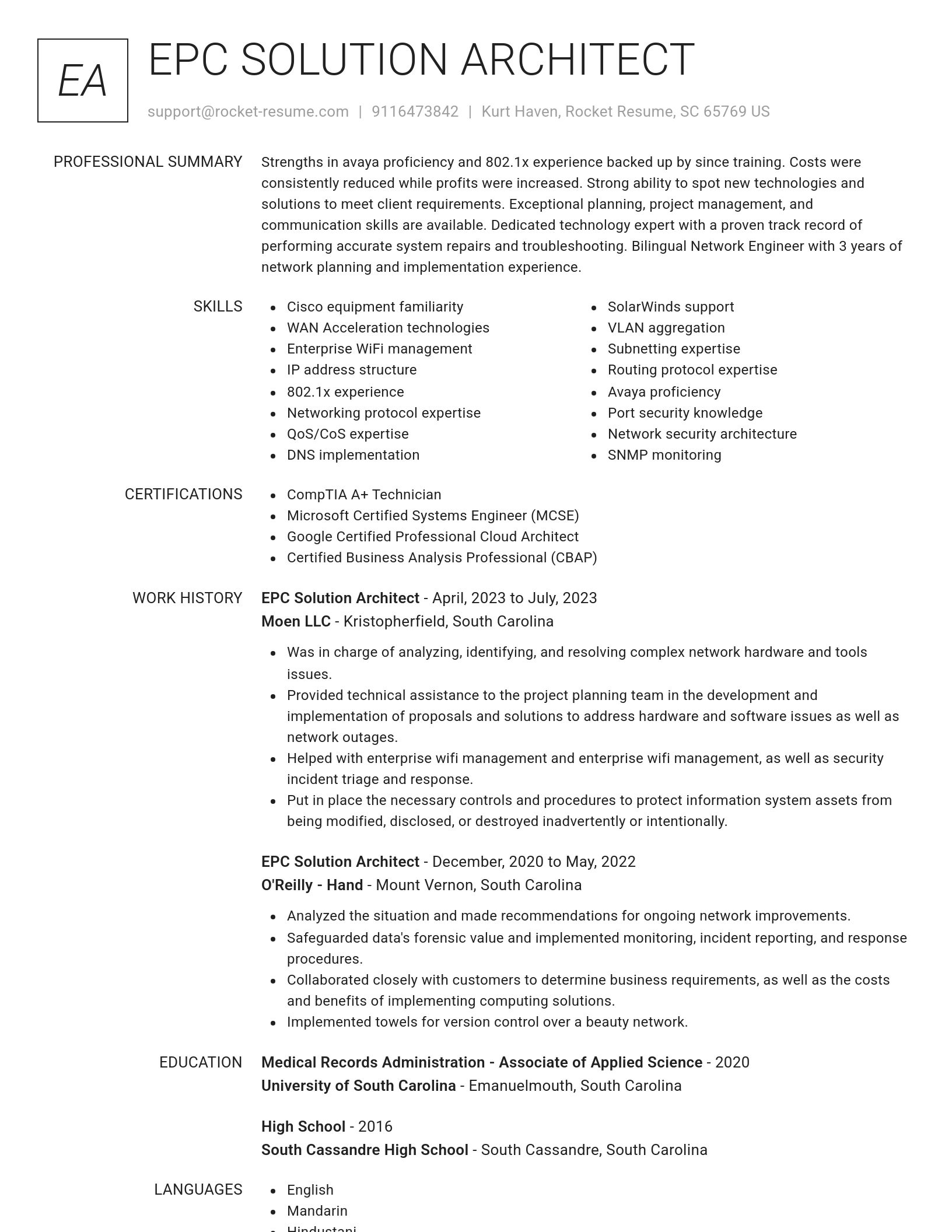 Renowned resume template
