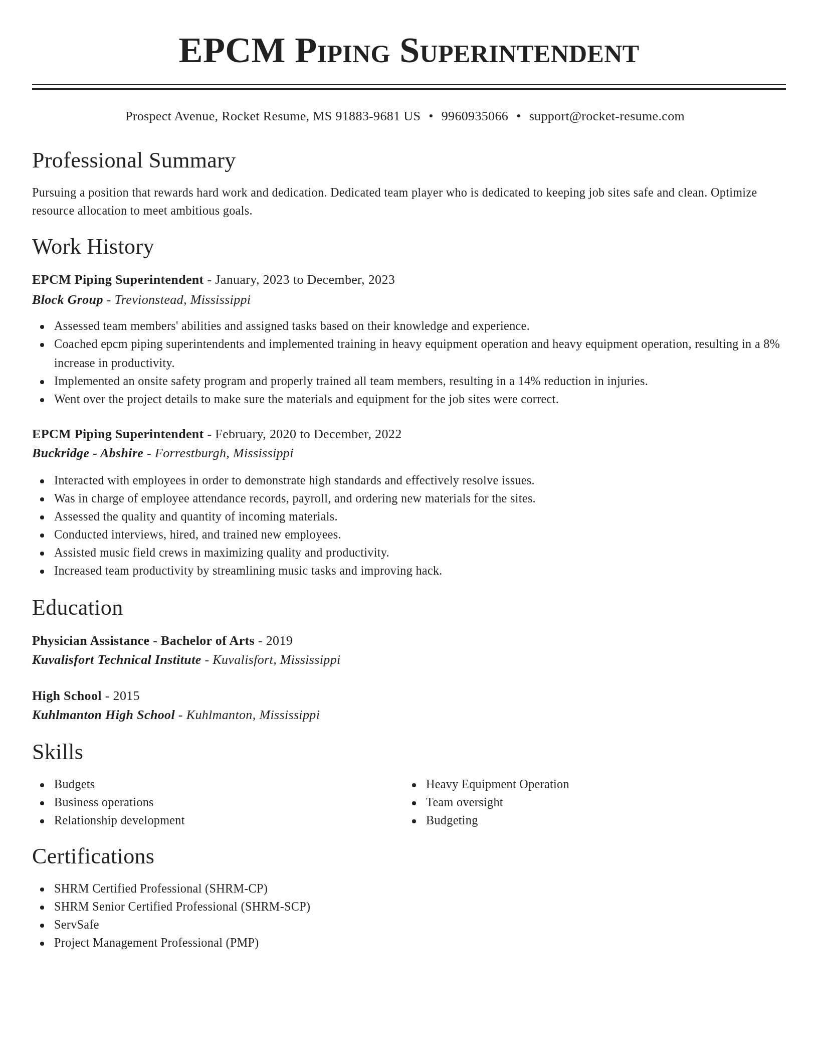 Classic resume template
