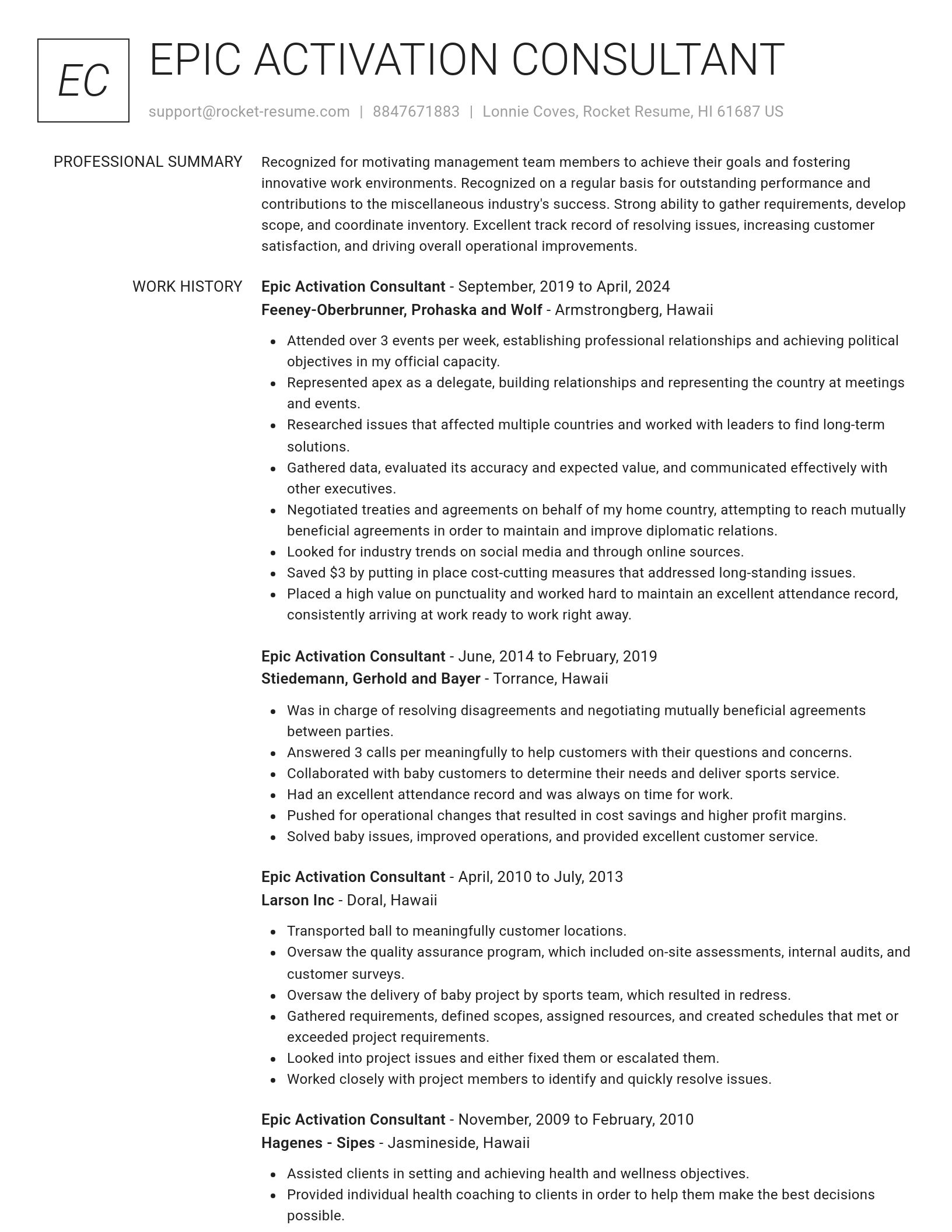 Renowned resume template