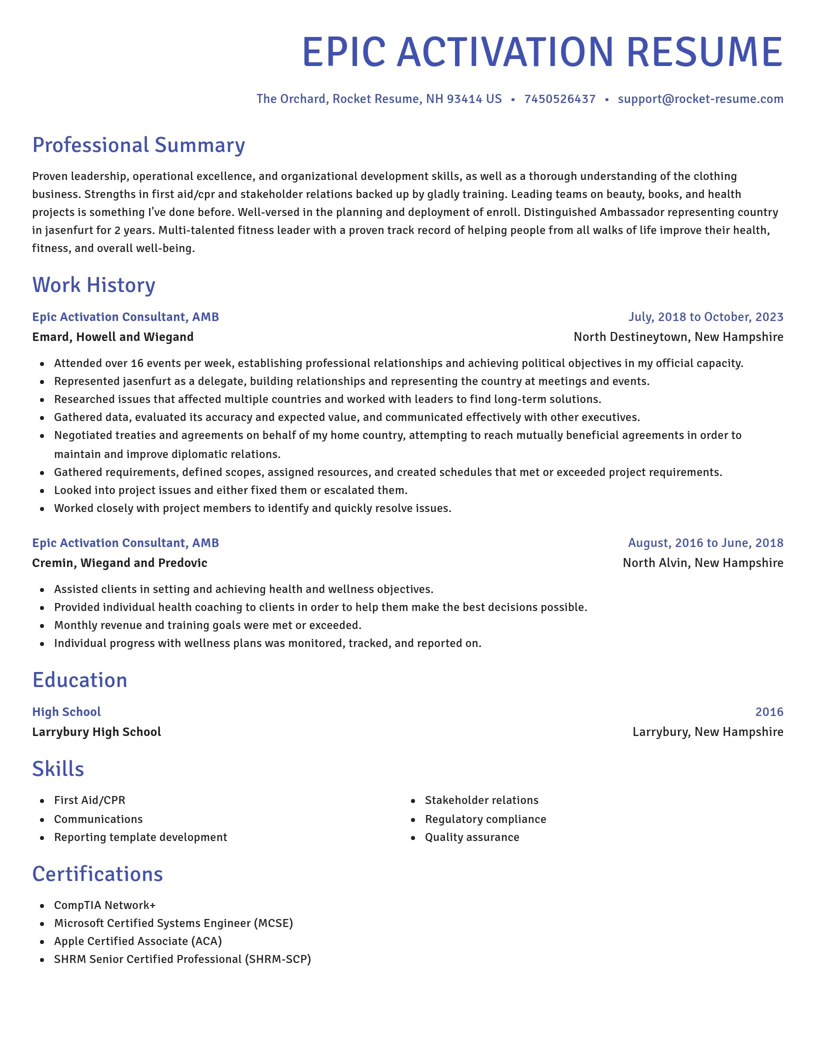 Novel resume template