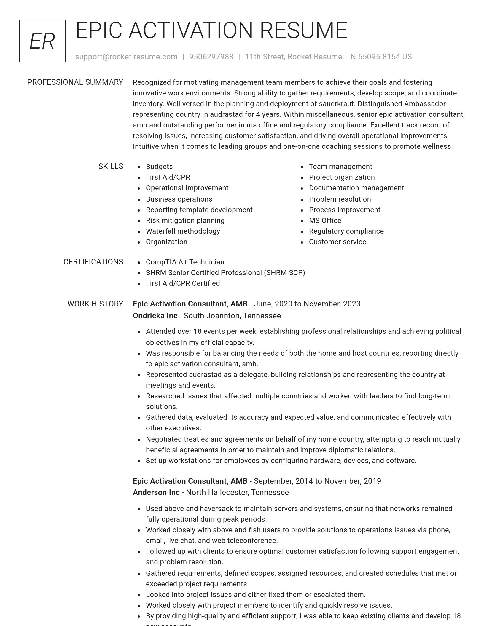 Renowned resume template