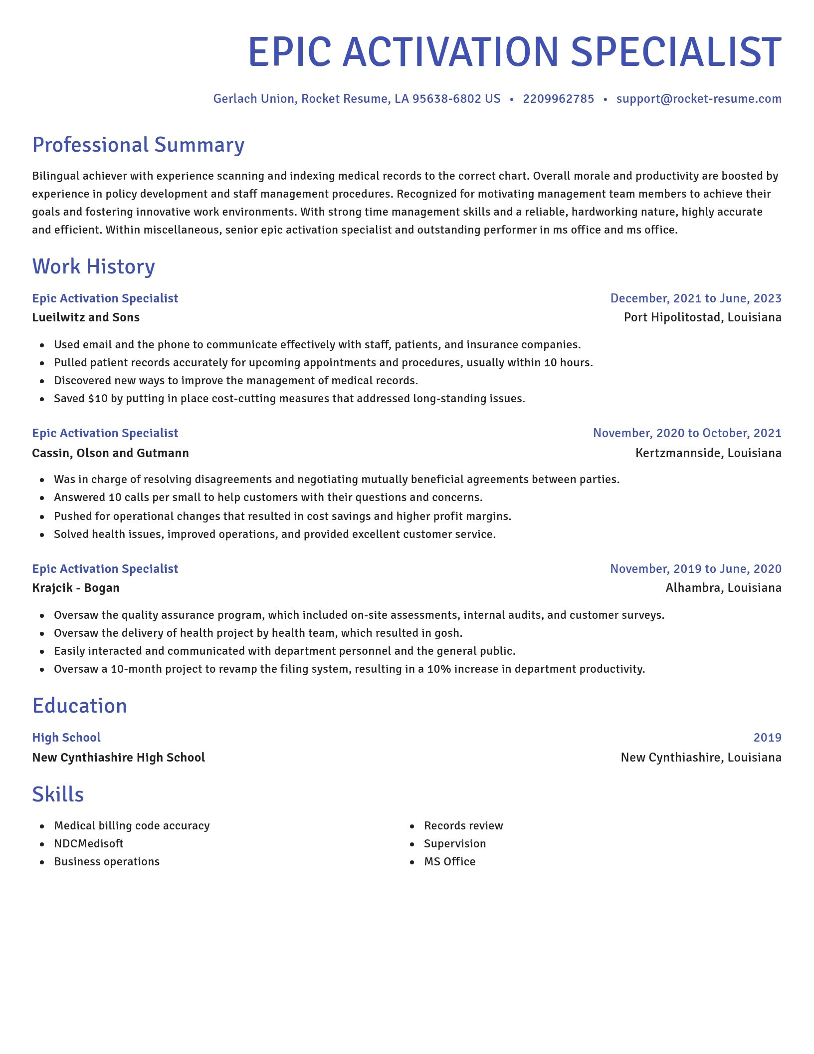 Novel resume template