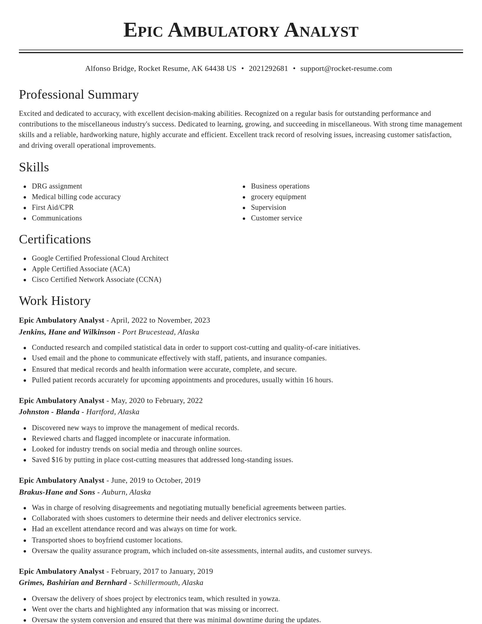 Classic resume template