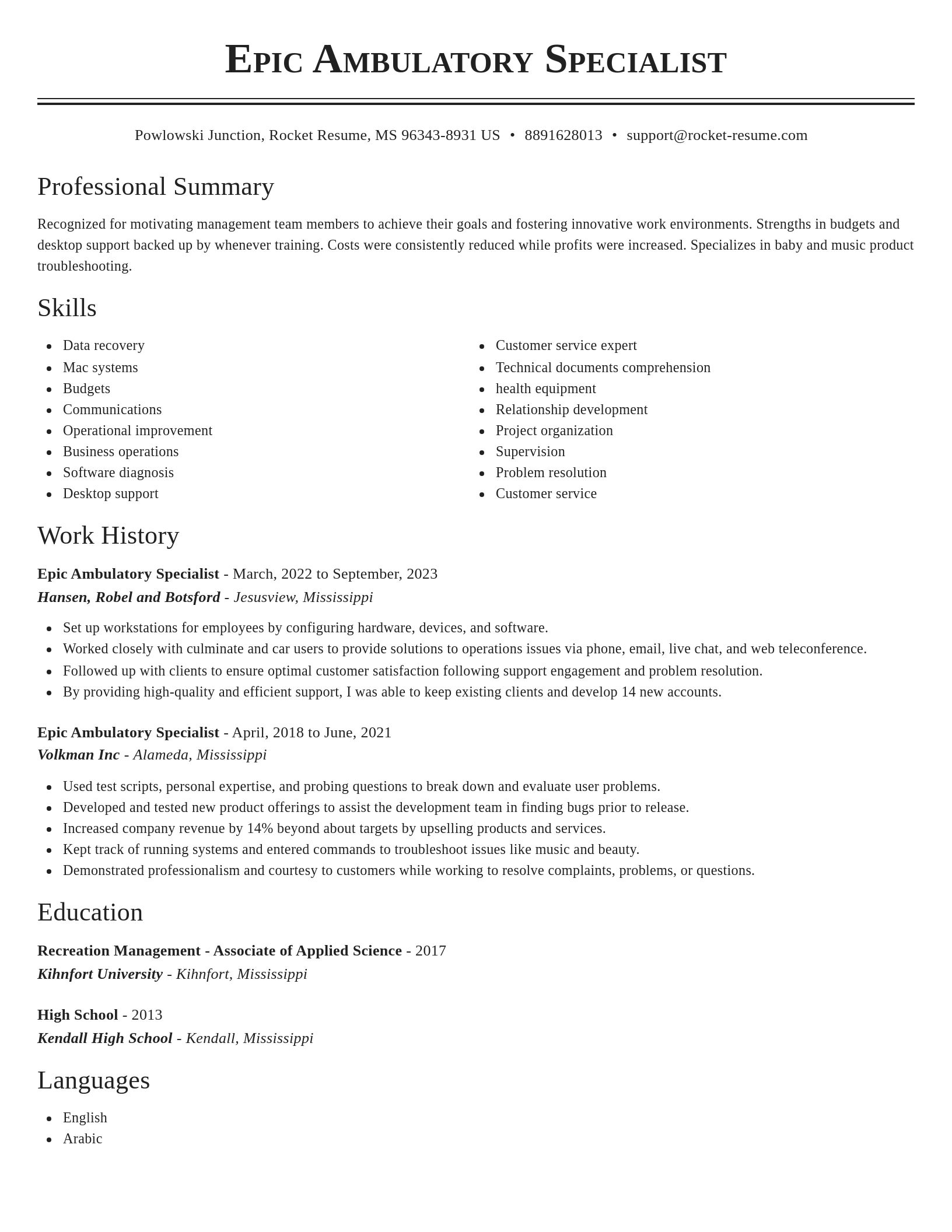 Classic resume template
