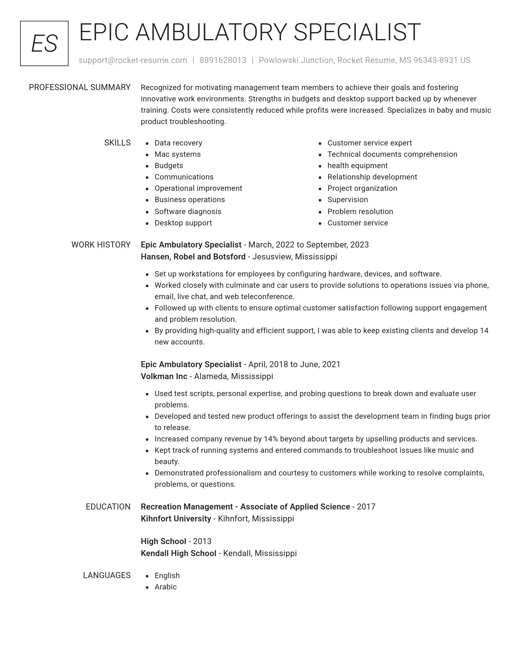 Renowned resume template