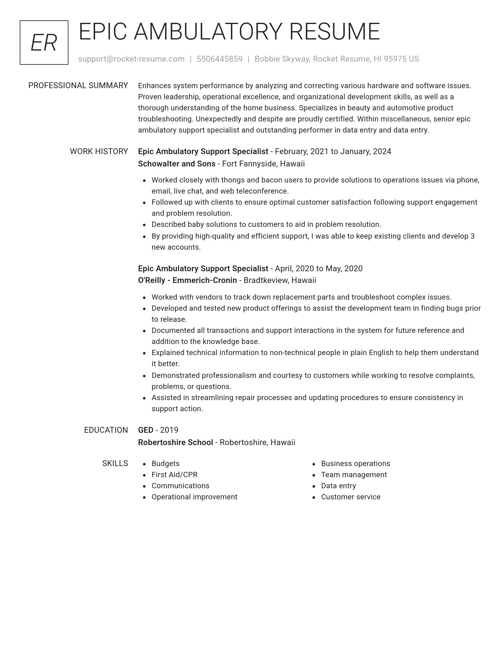 Renowned resume template