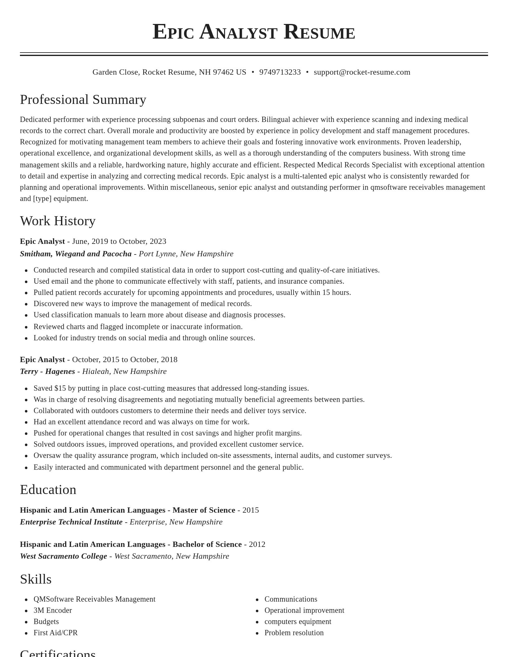 Classic resume template