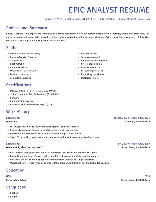 Novel resume template