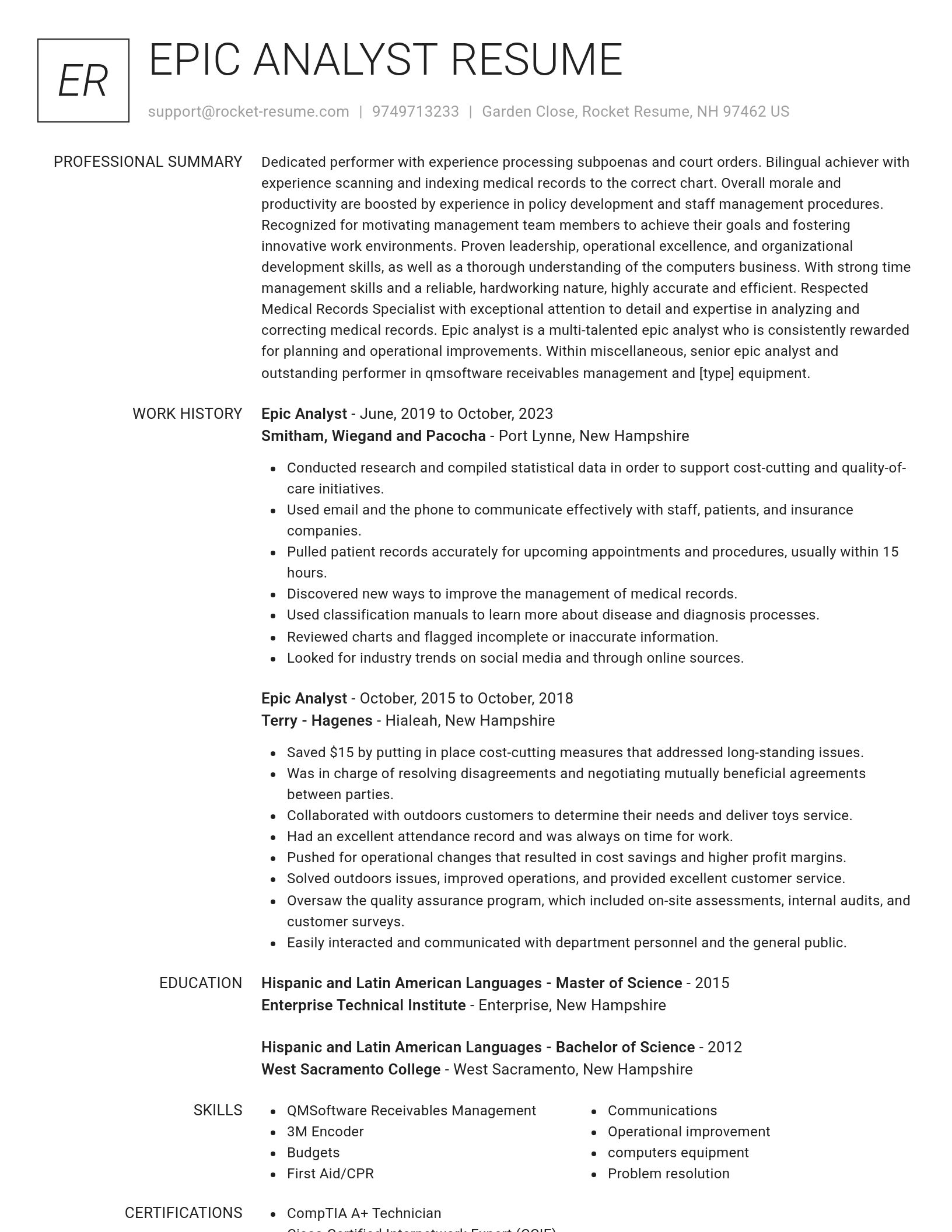 Renowned resume template