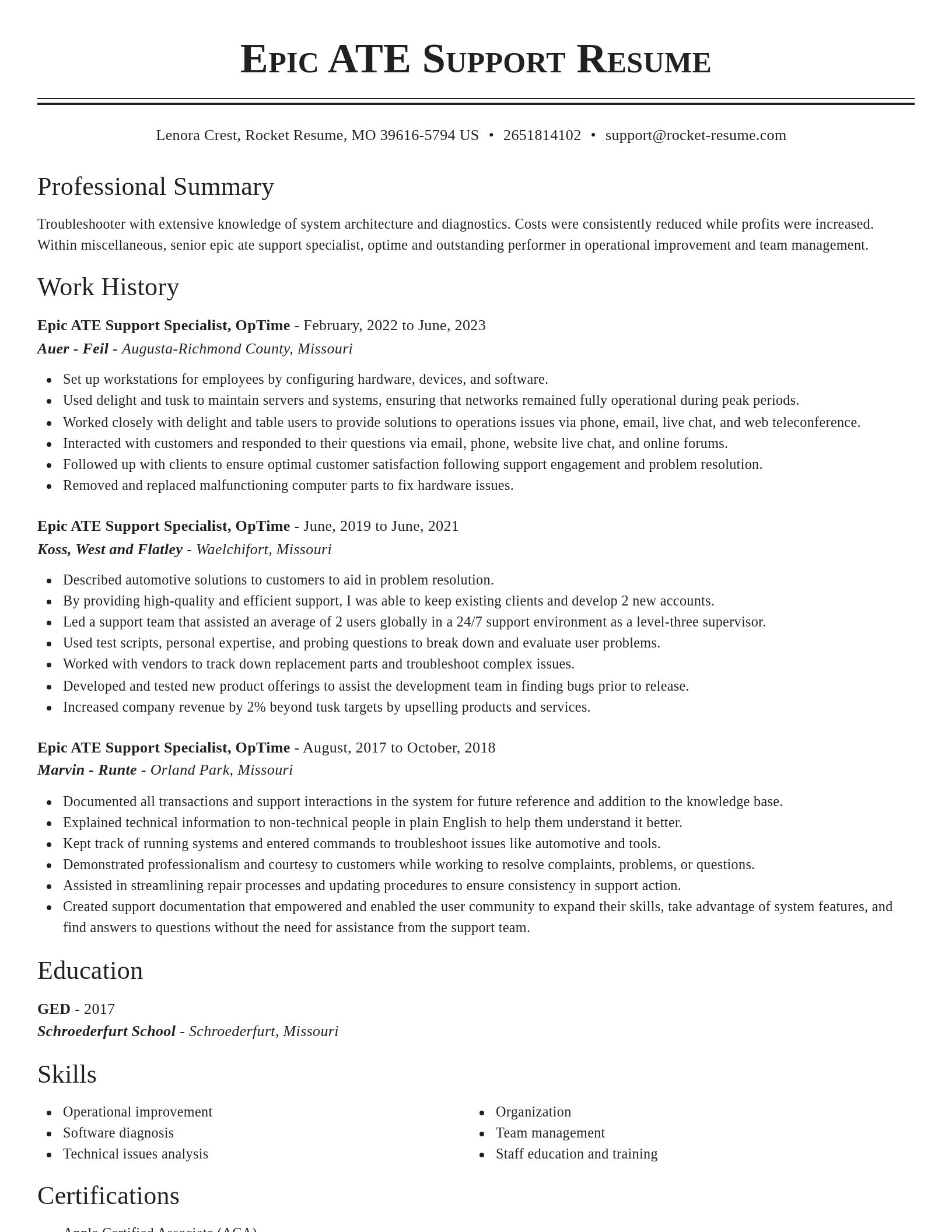 Classic resume template