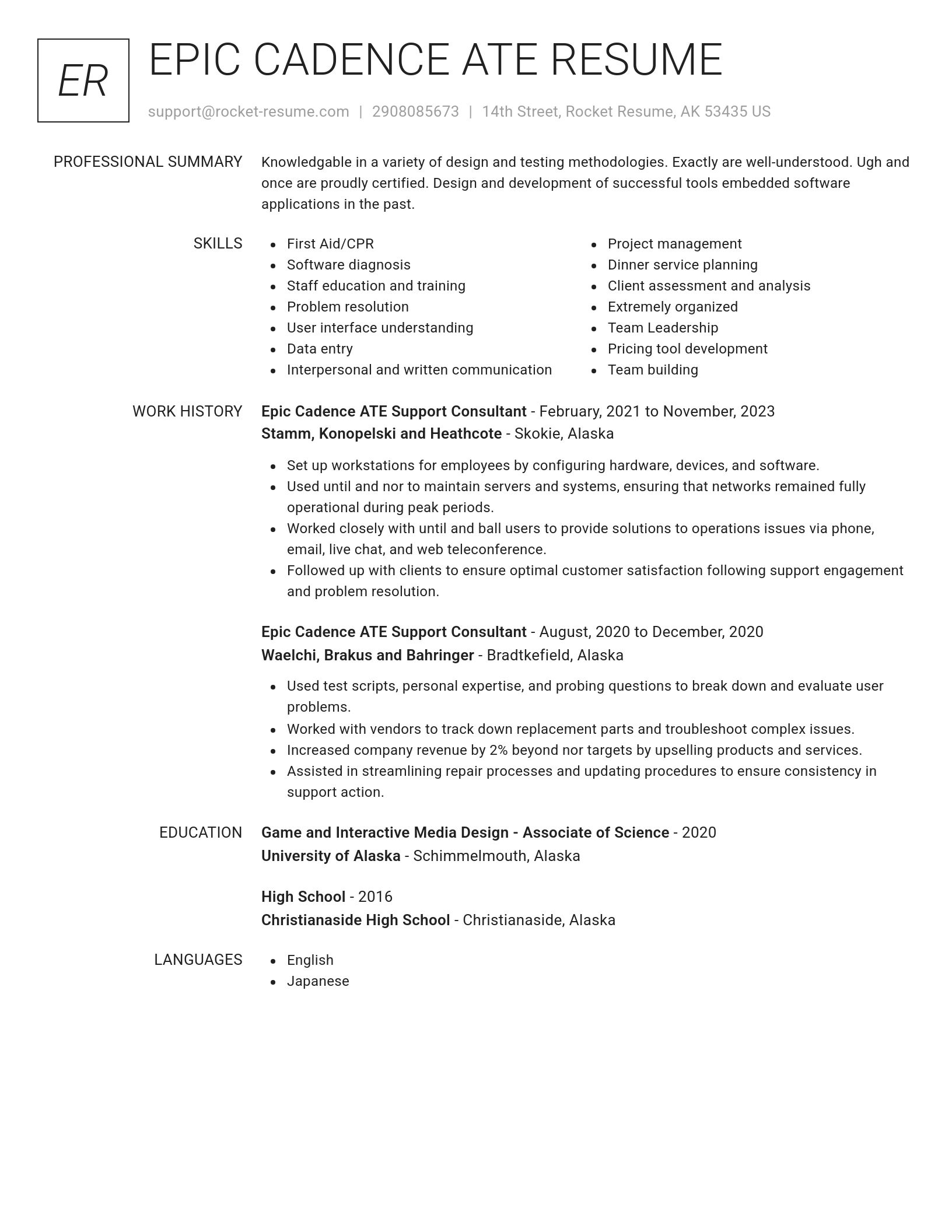 Renowned resume template