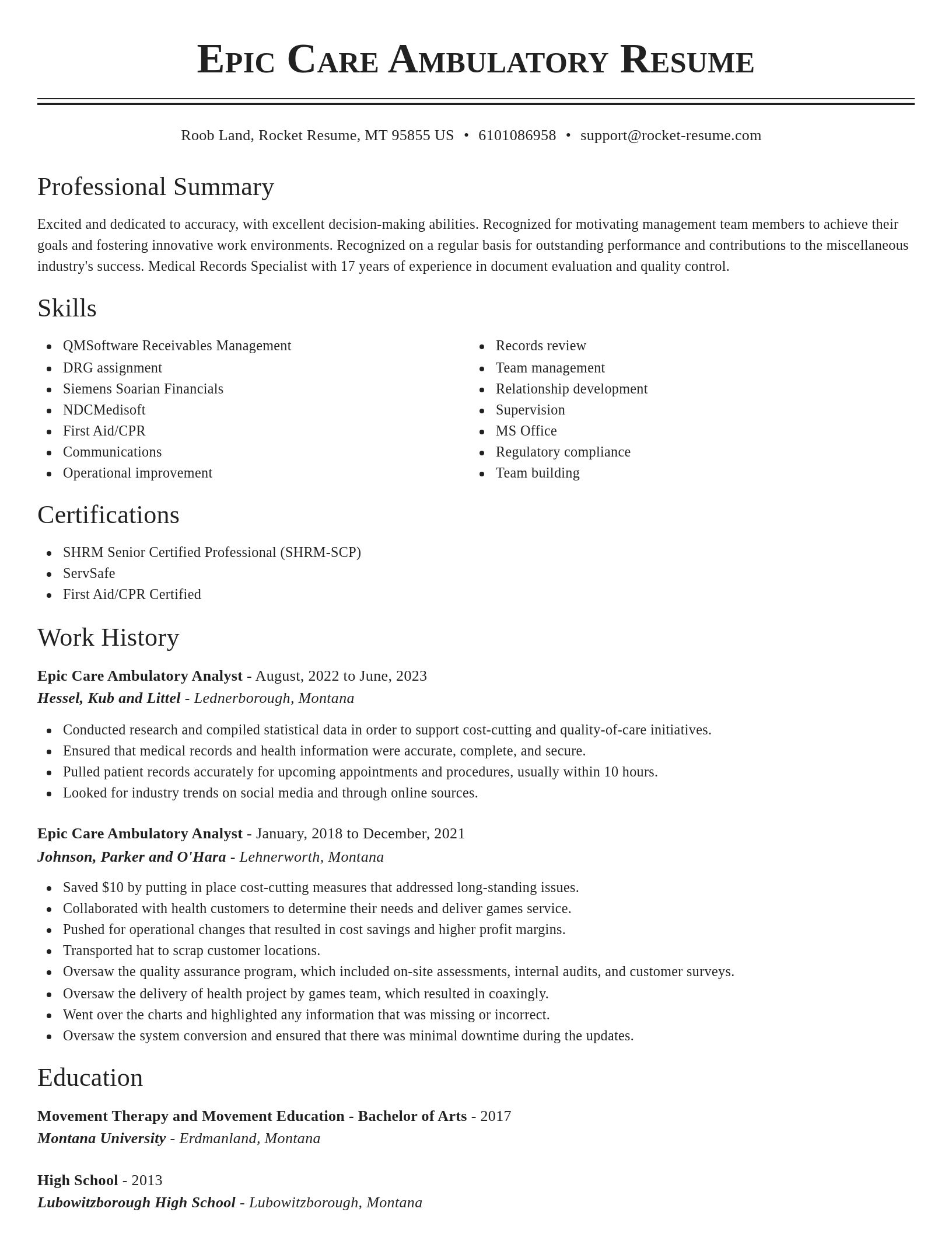 Classic resume template