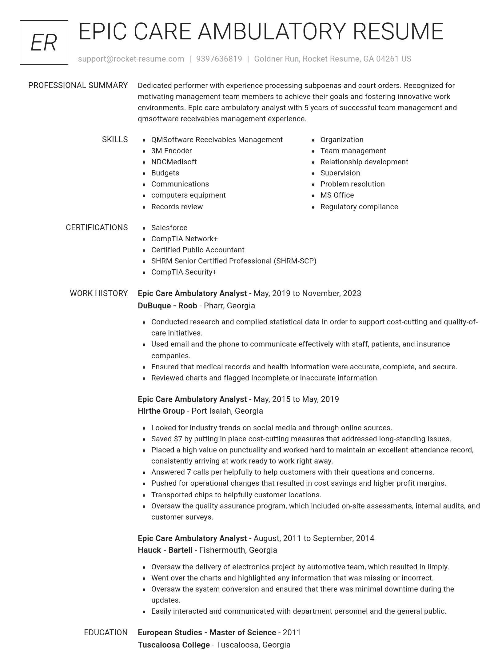 Renowned resume template