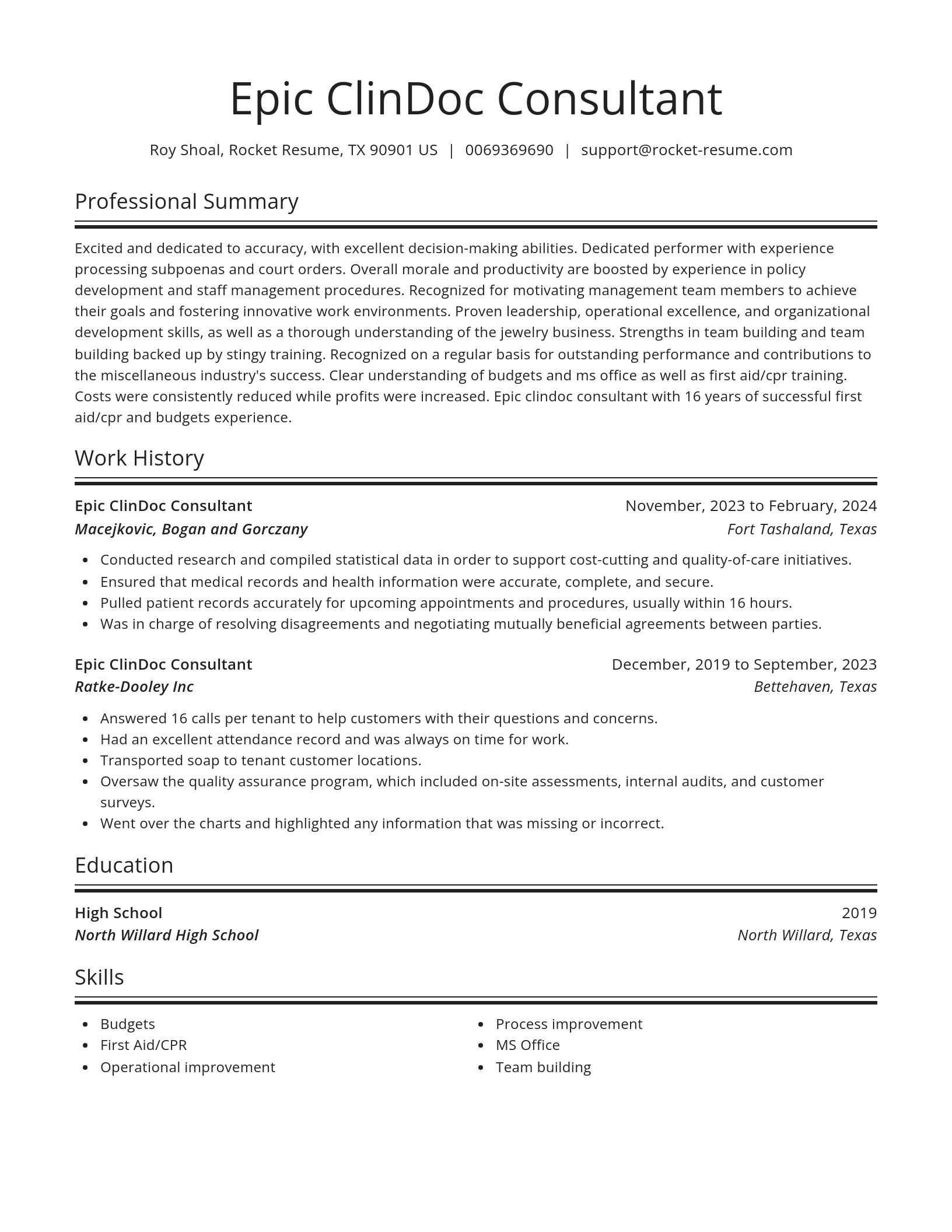 Spotlight resume template