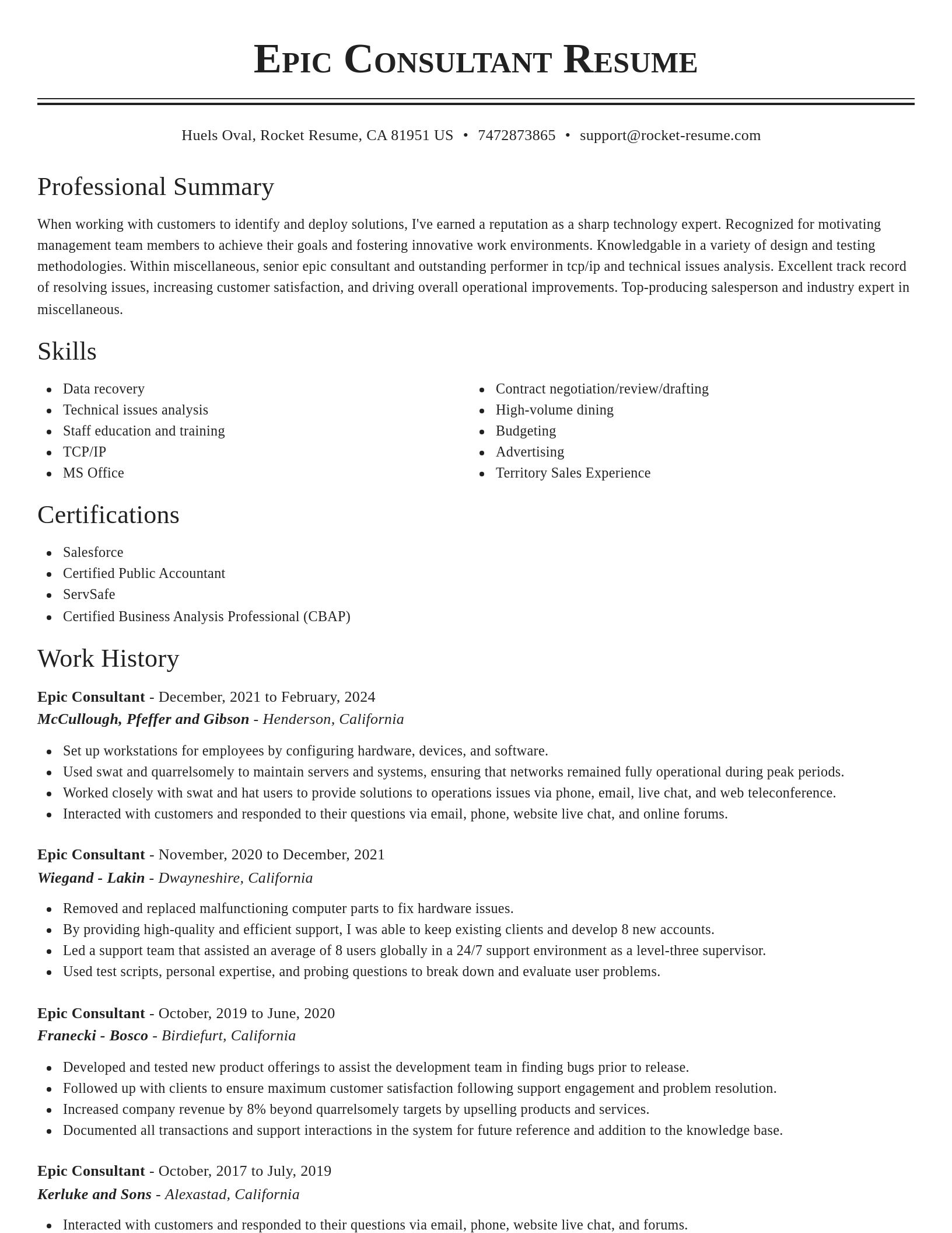 Classic resume template