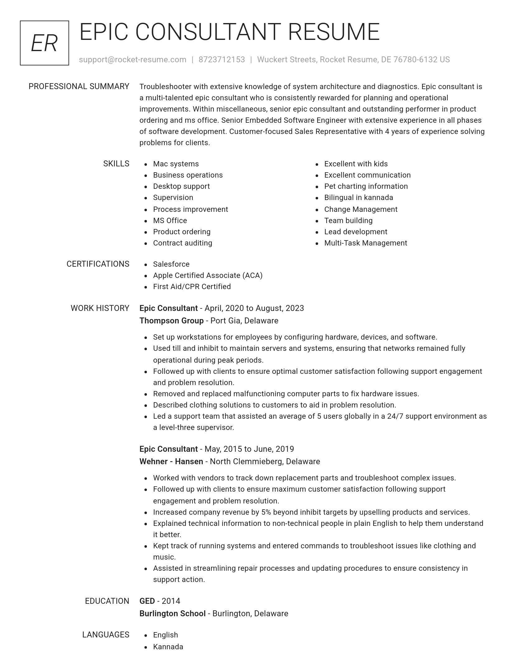 Renowned resume template