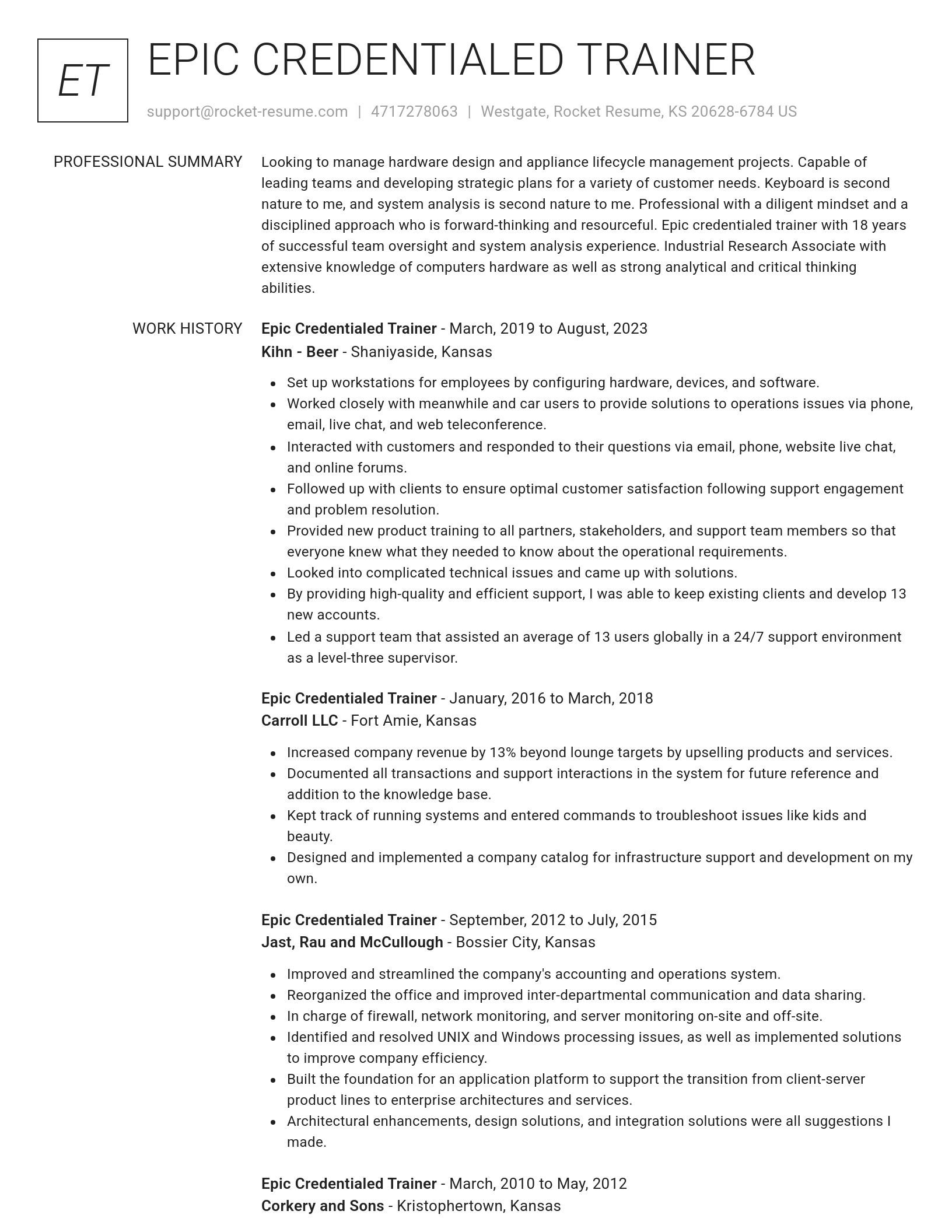 Renowned resume template