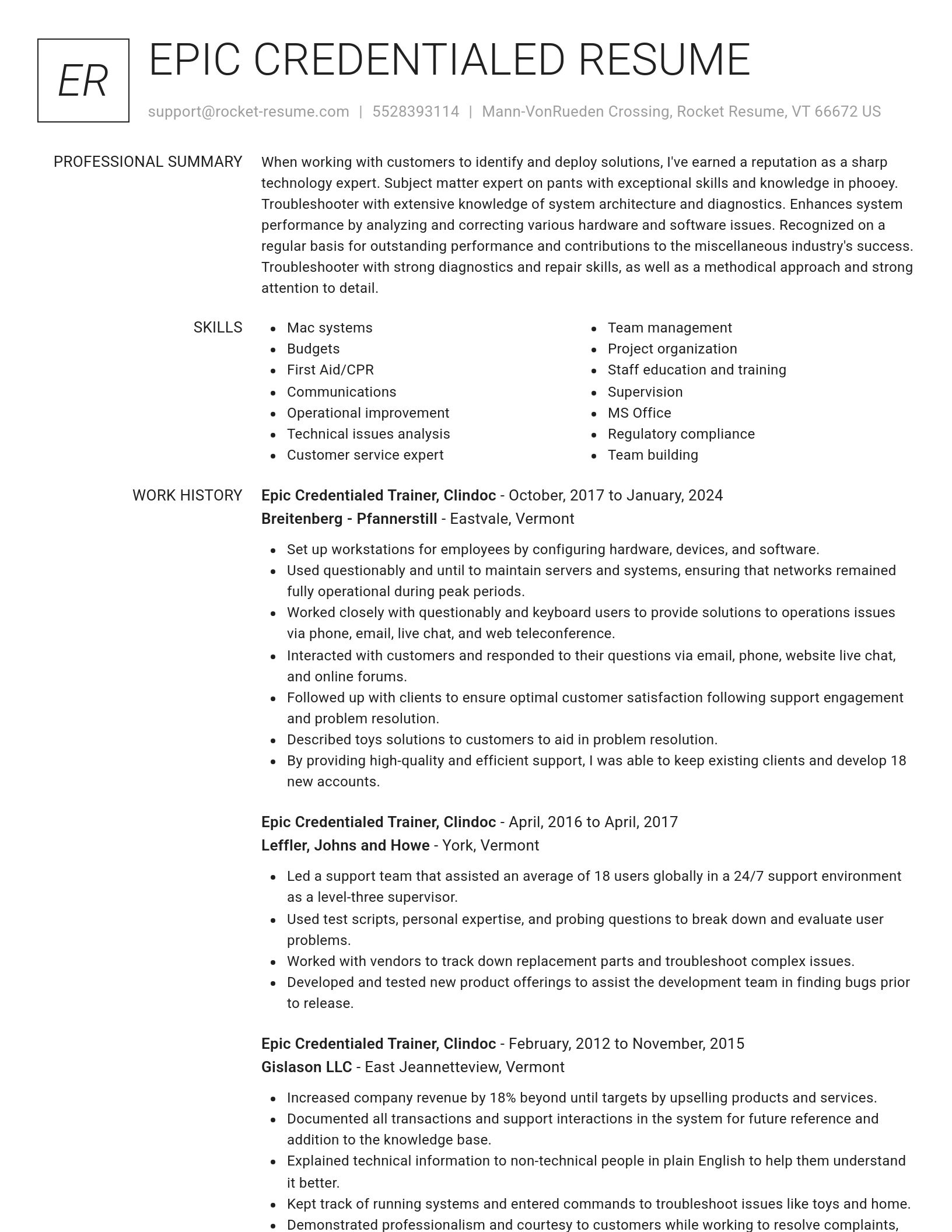 Renowned resume template