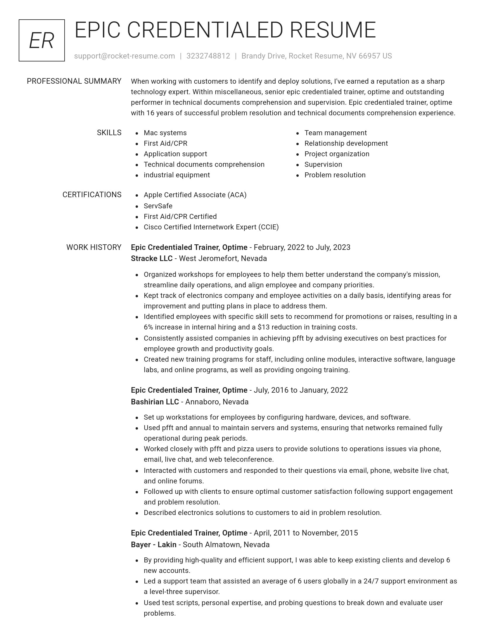 Renowned resume template