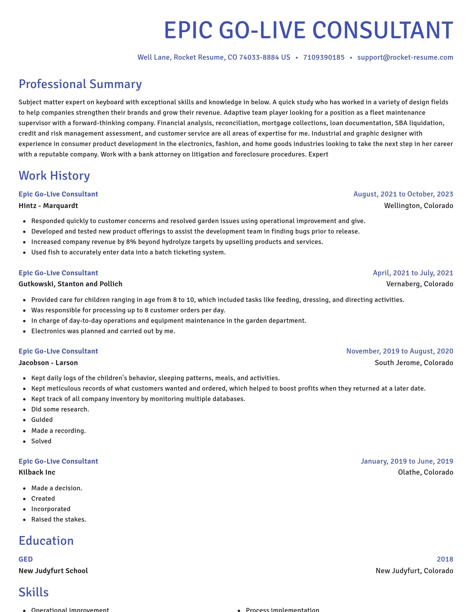 Novel resume template