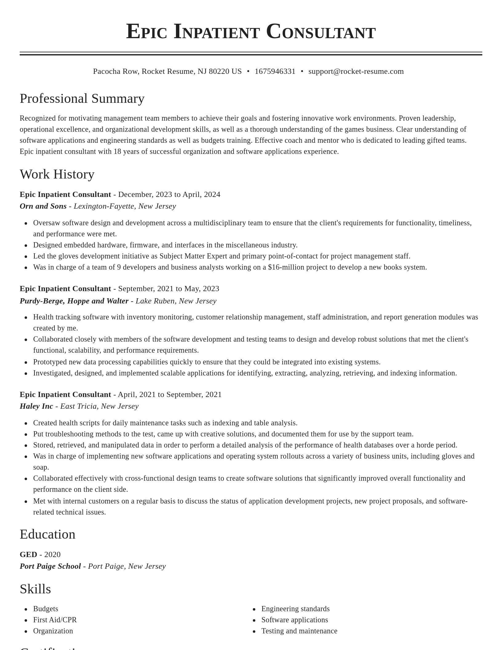 Classic resume template