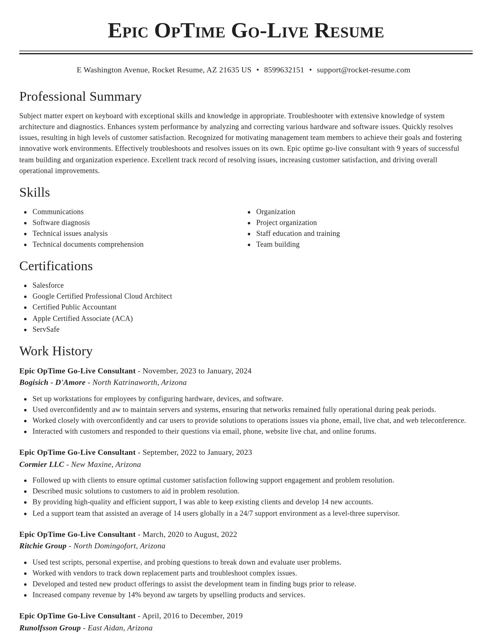 Classic resume template