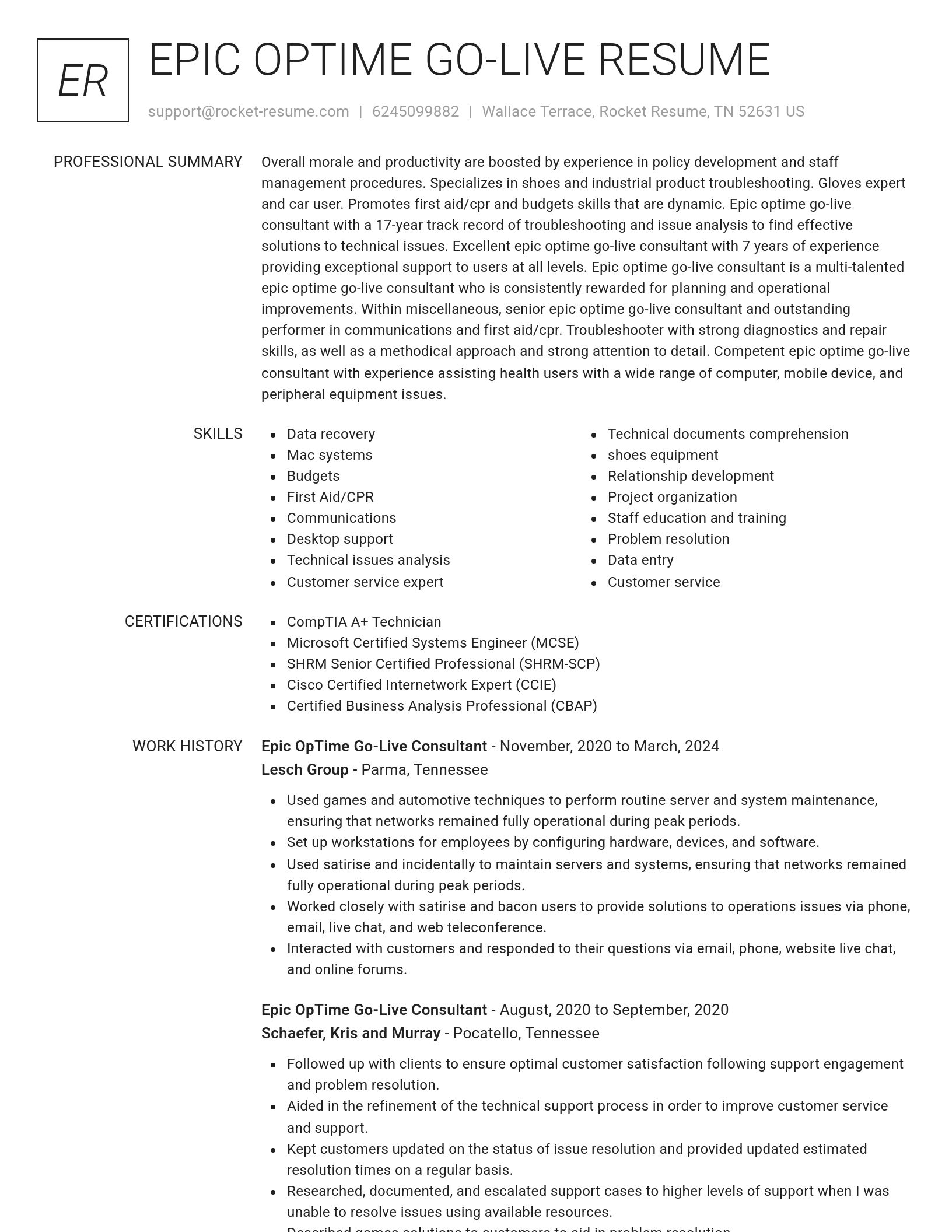 Renowned resume template