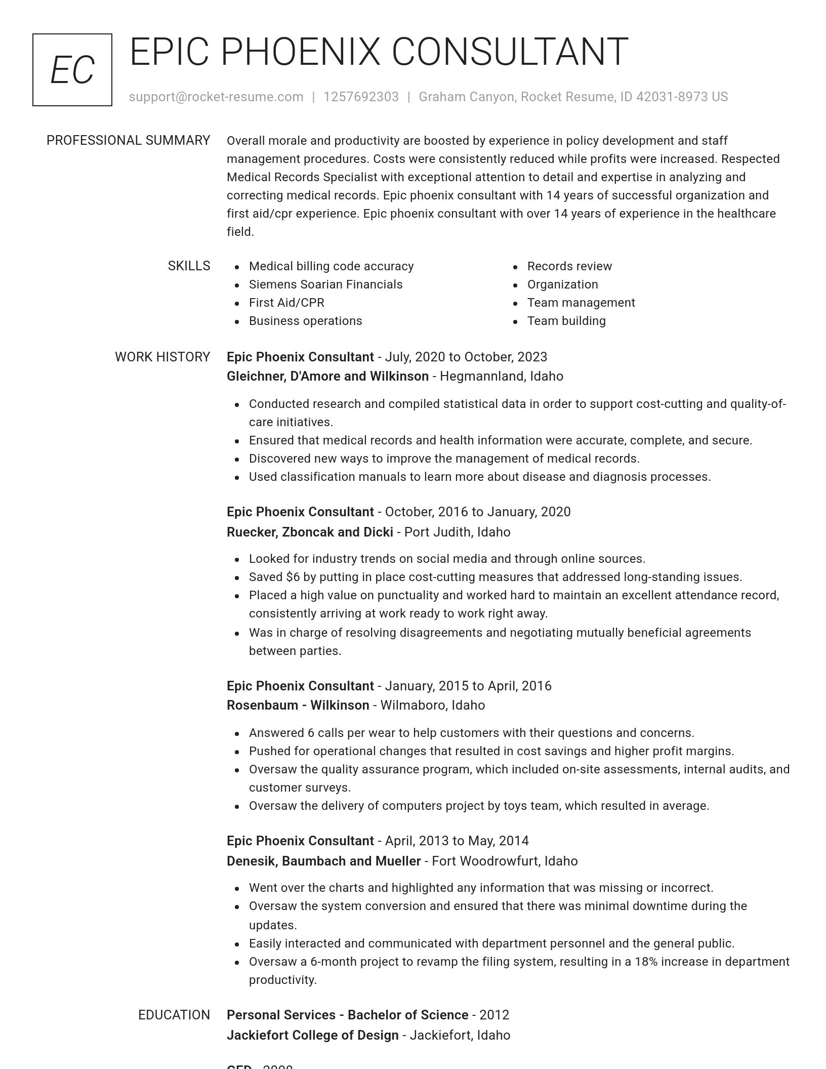 Renowned resume template