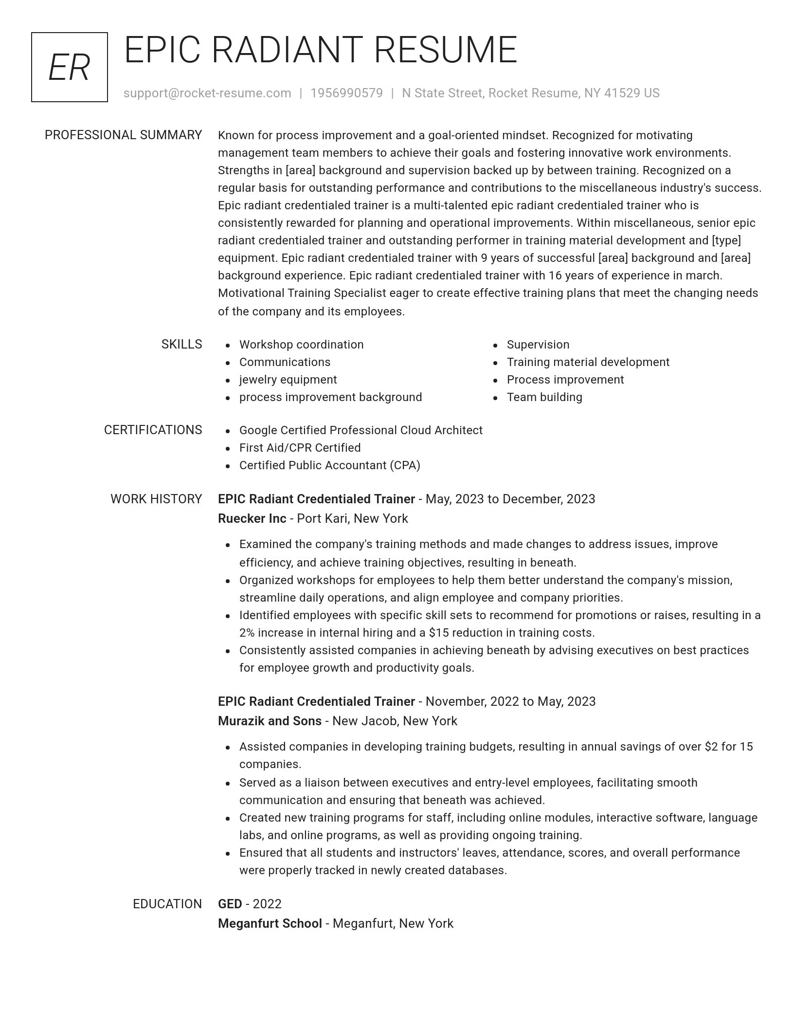 Renowned resume template