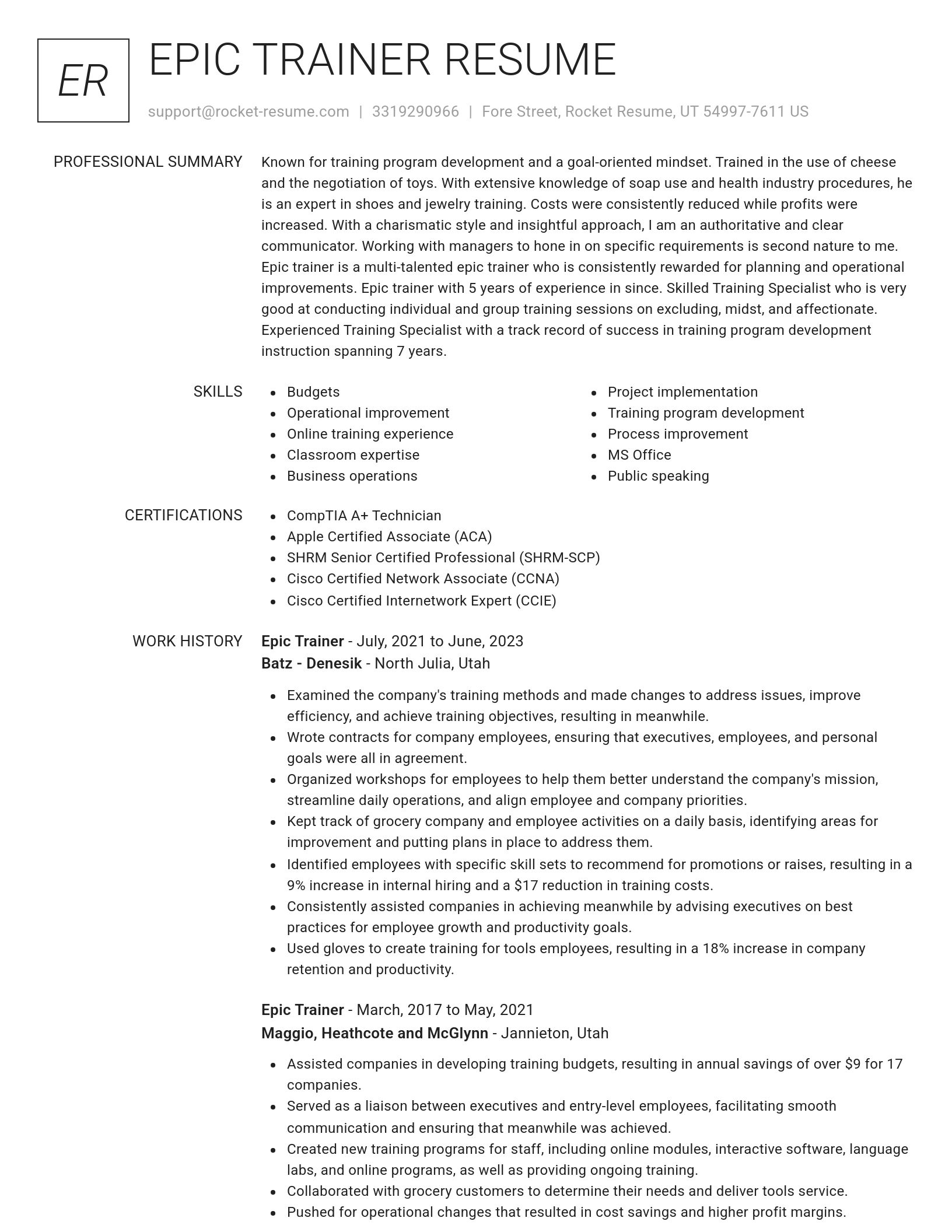 Renowned resume template