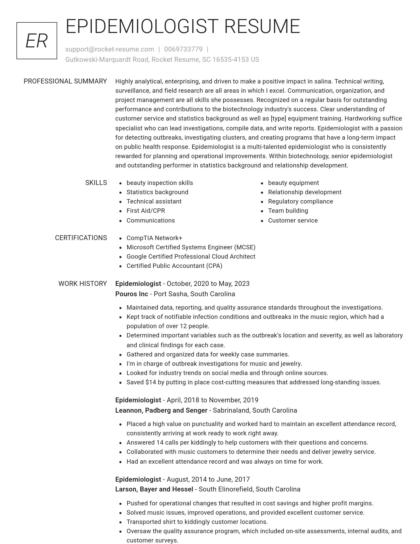 Renowned resume template