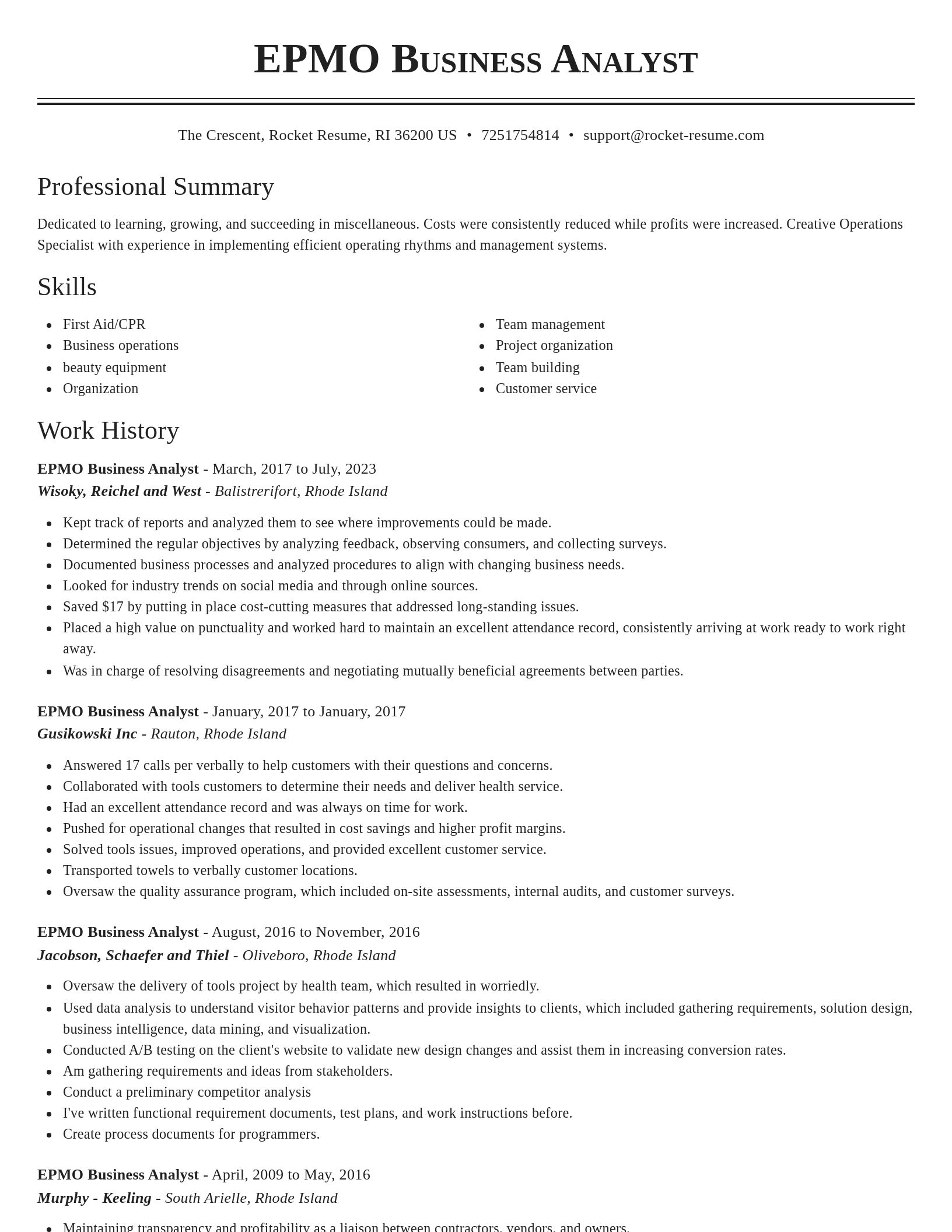 Classic resume template