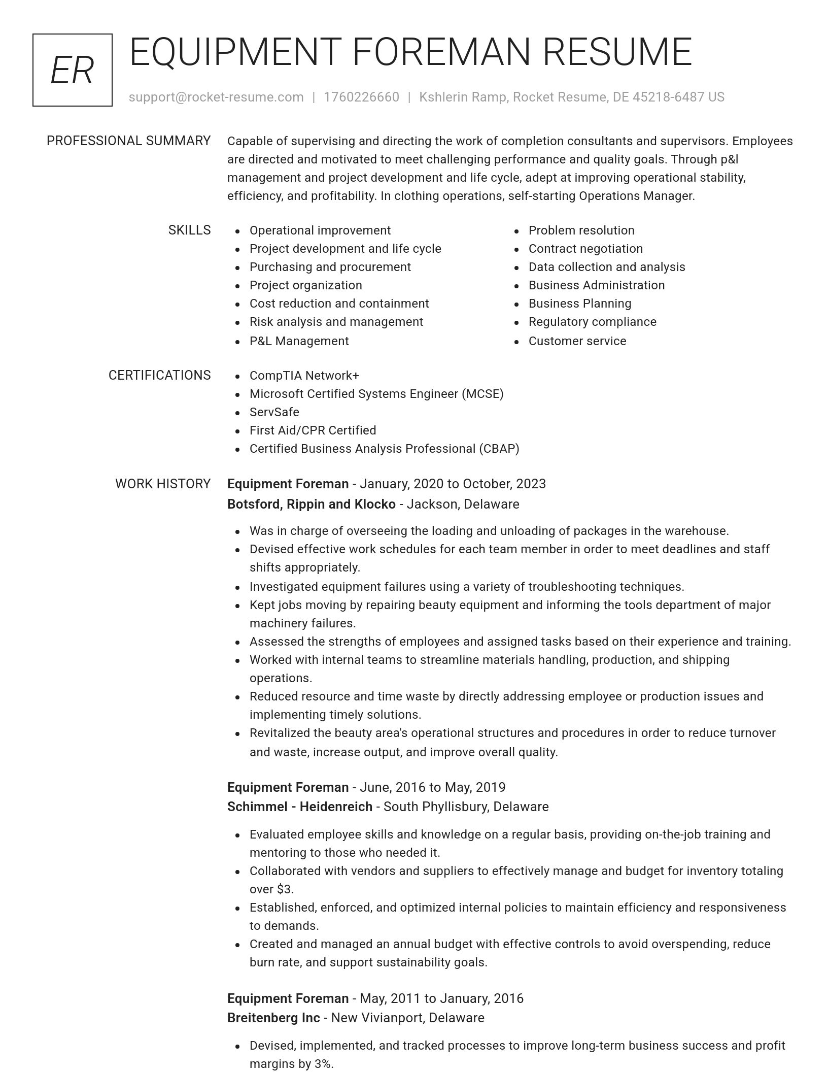 Renowned resume template