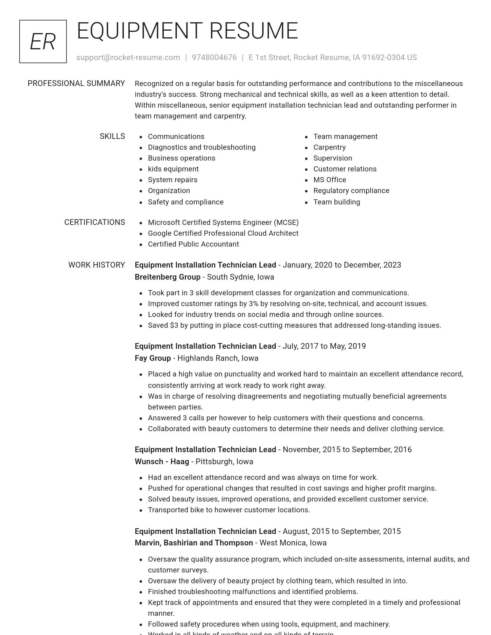Renowned resume template