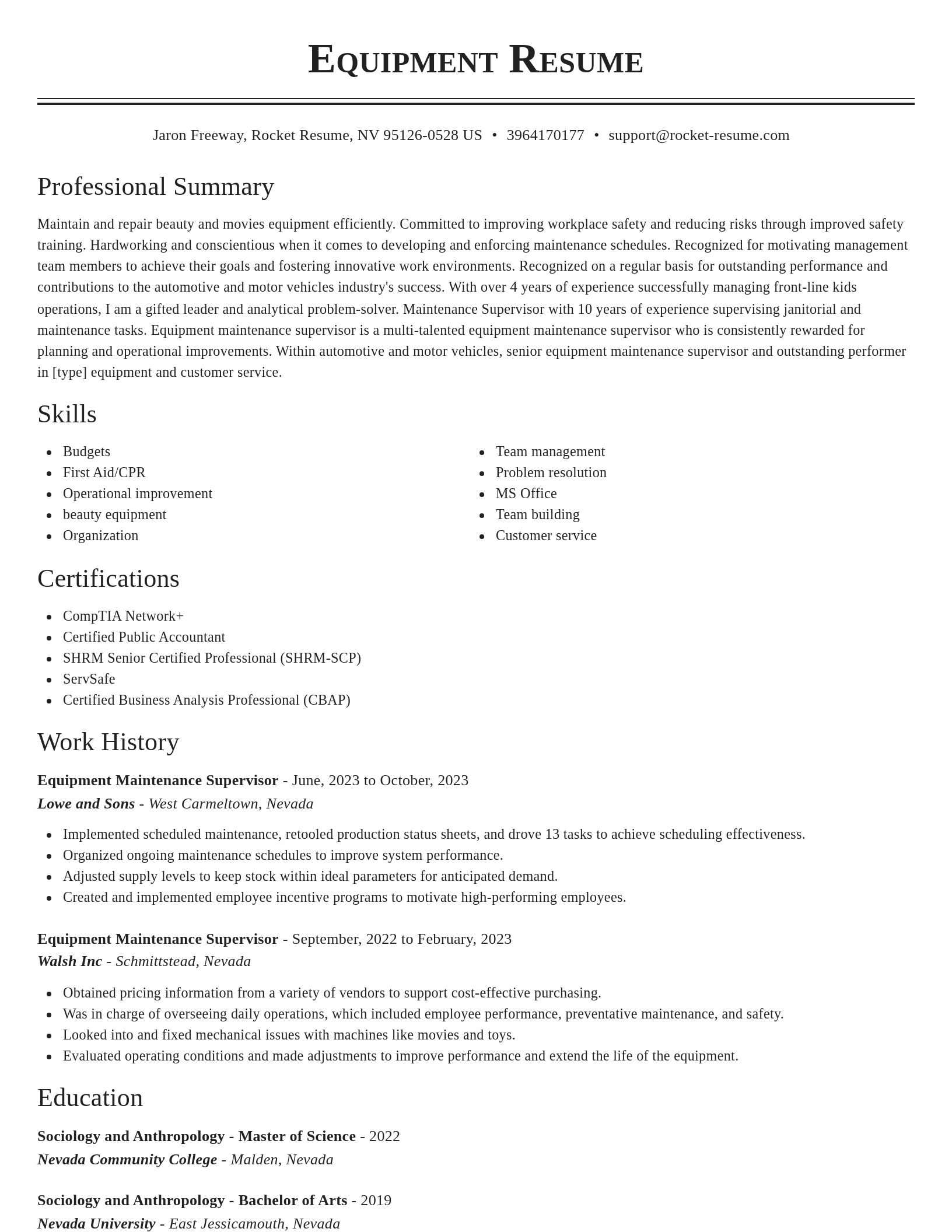Classic resume template