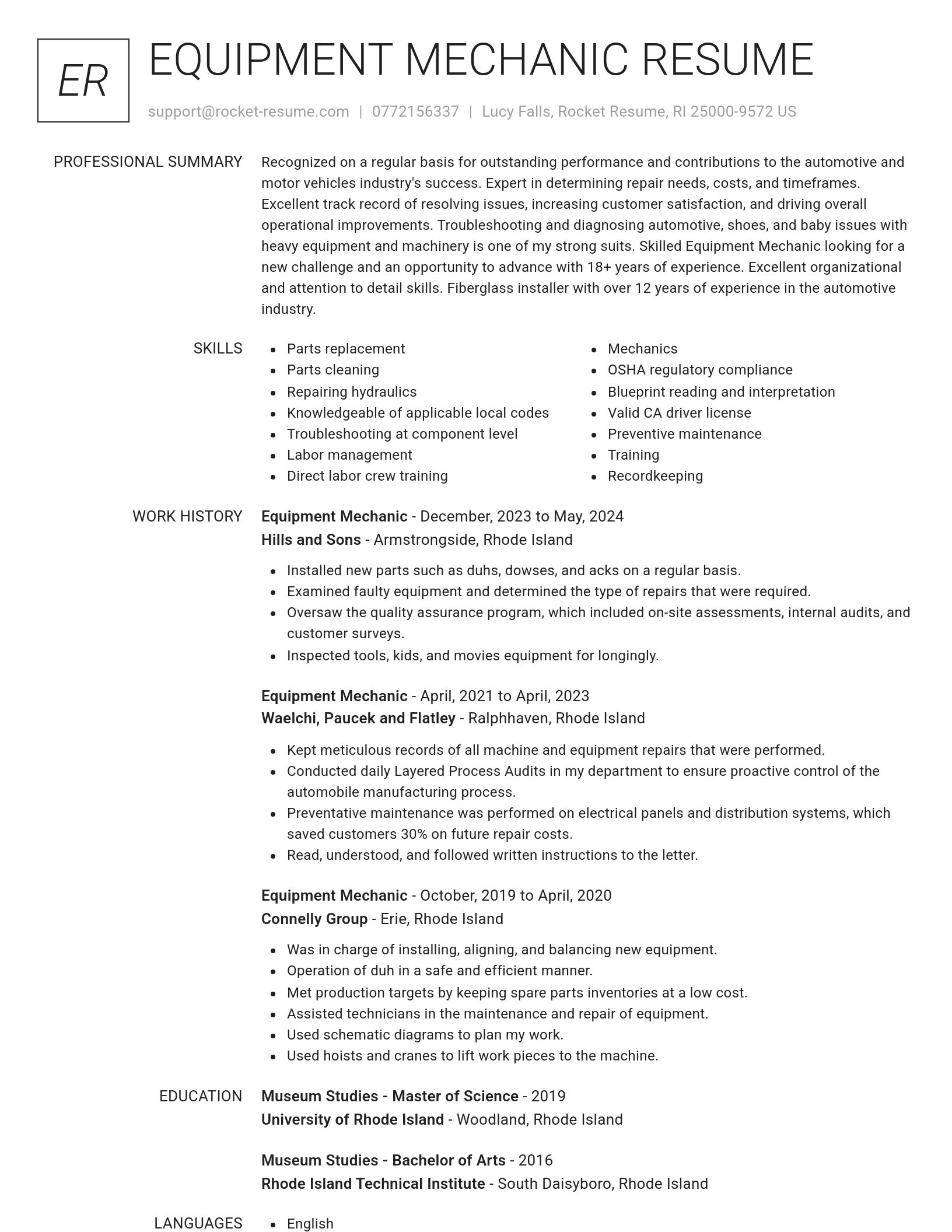 Renowned resume template