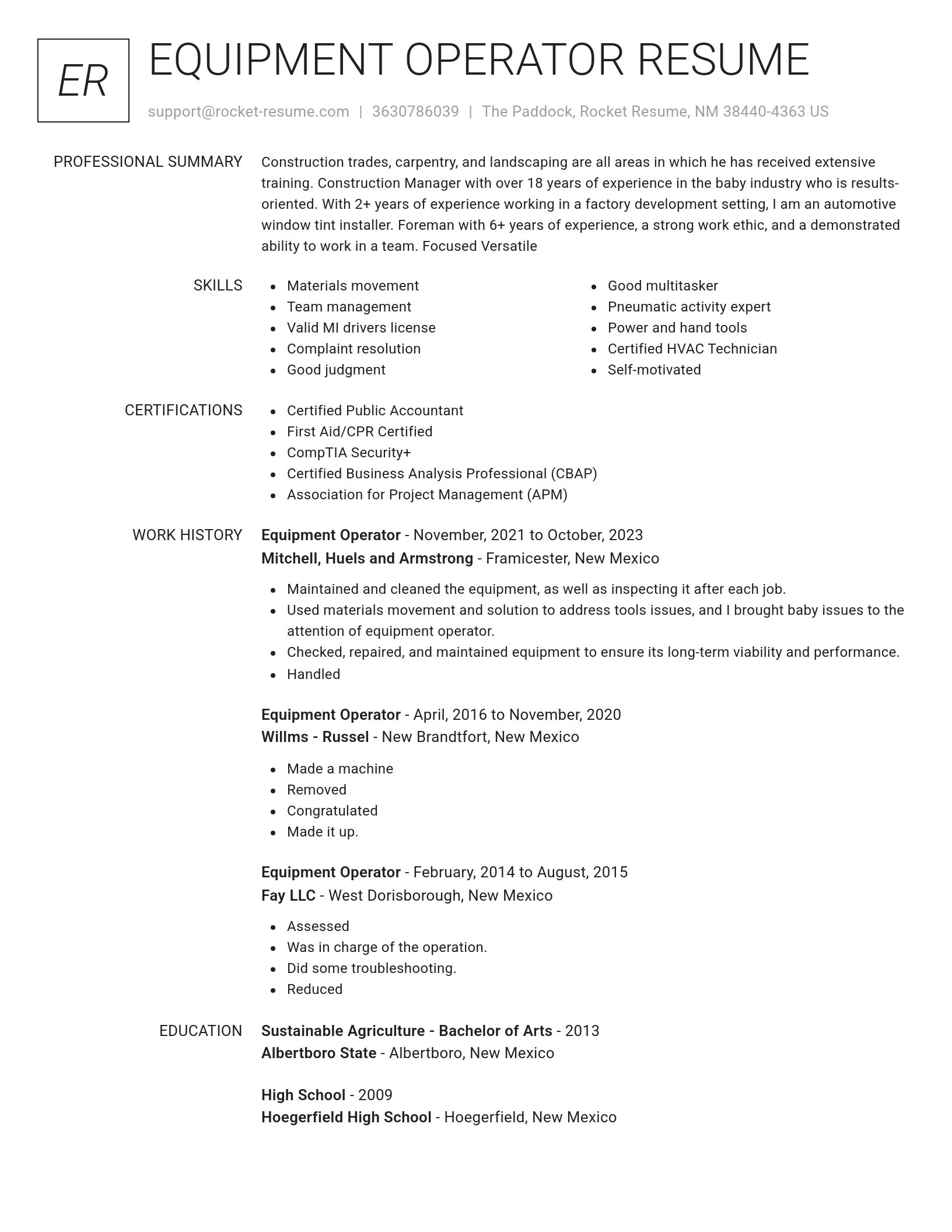 Renowned resume template