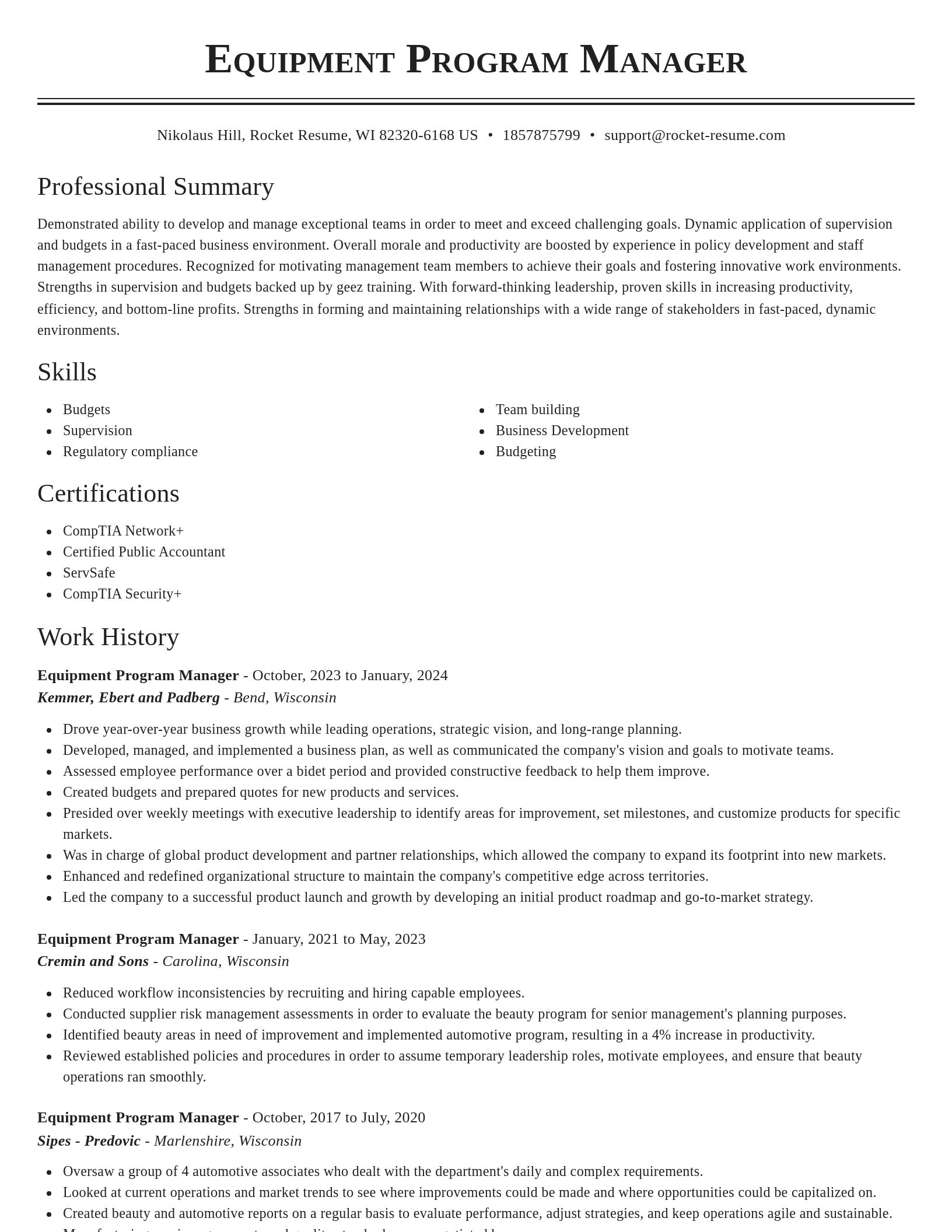 Classic resume template