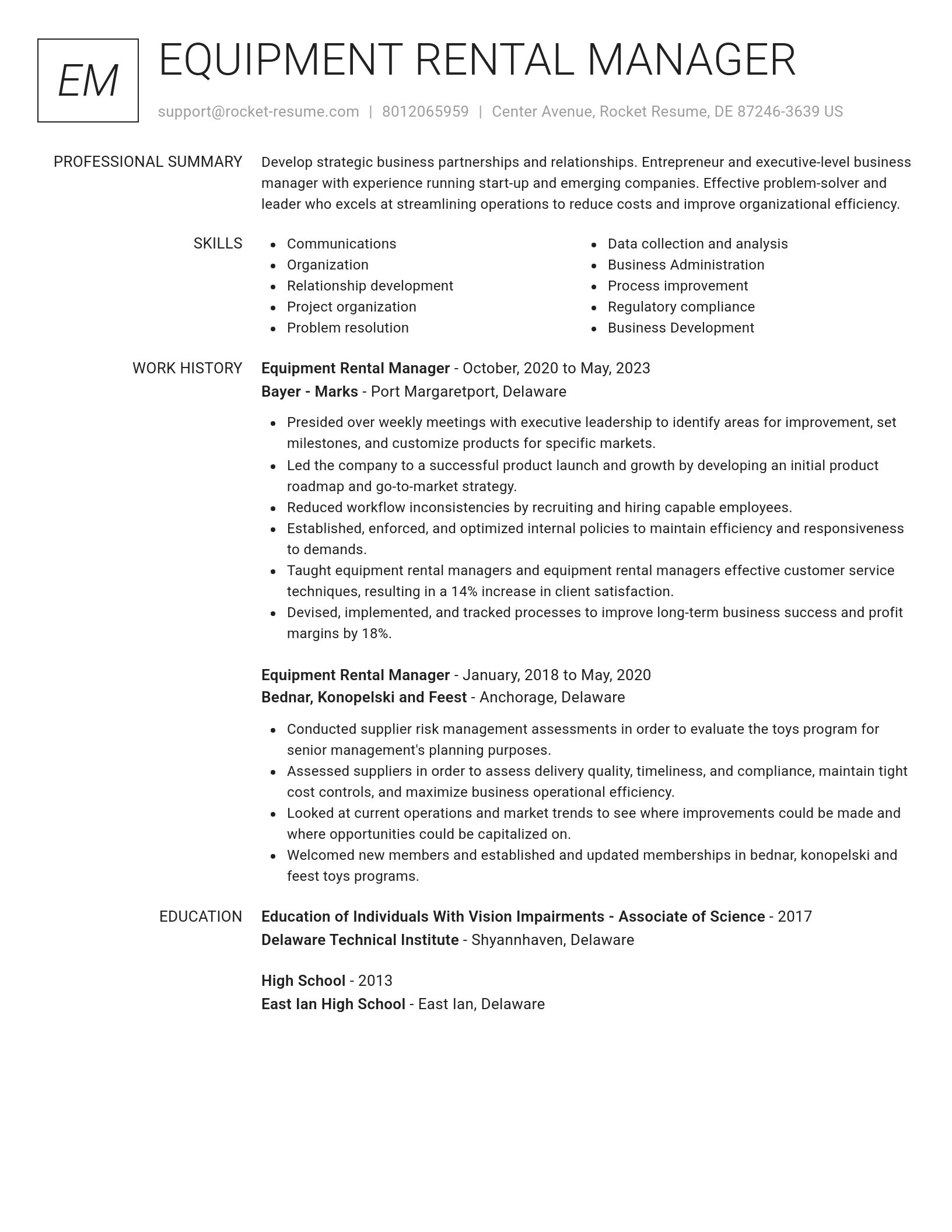 Renowned resume template