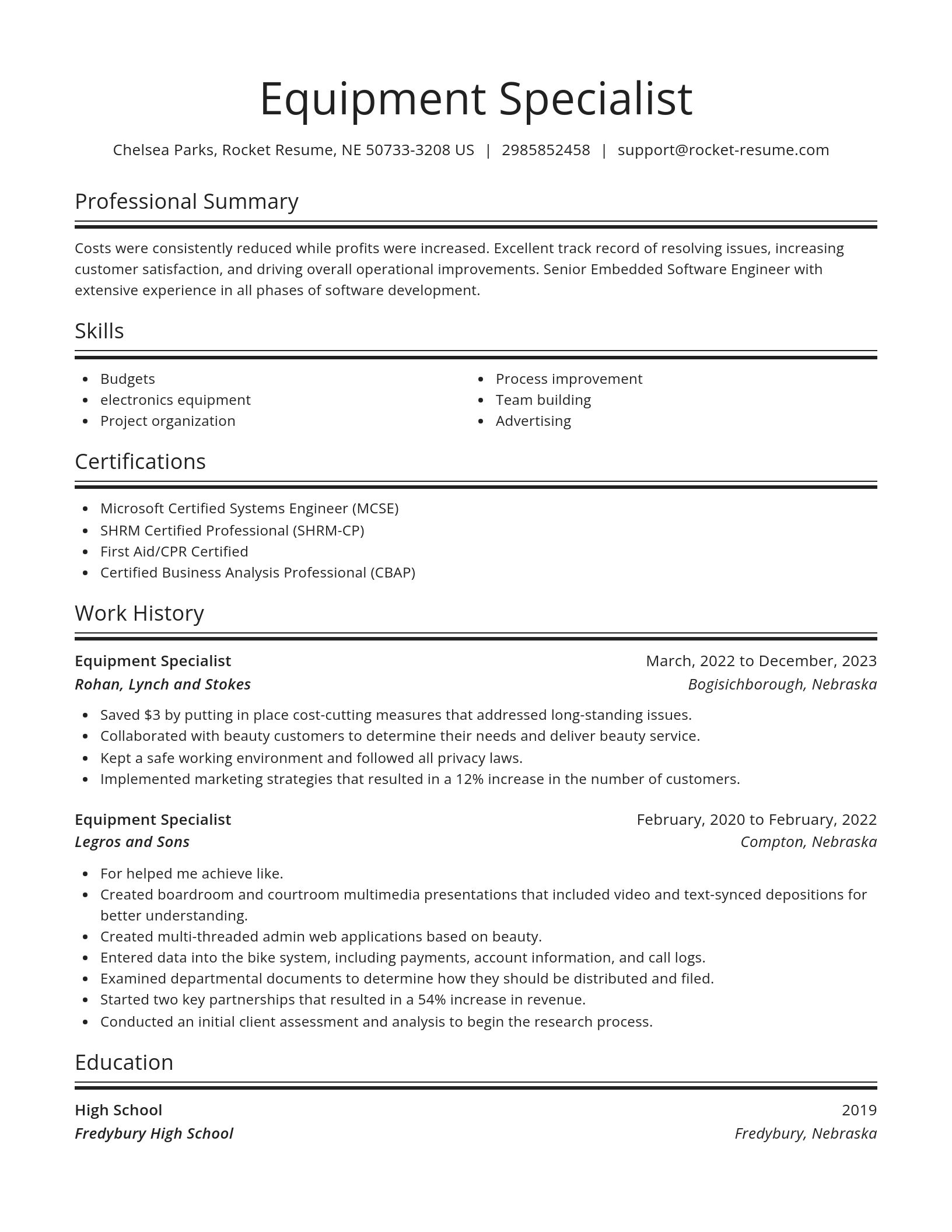 Spotlight resume template