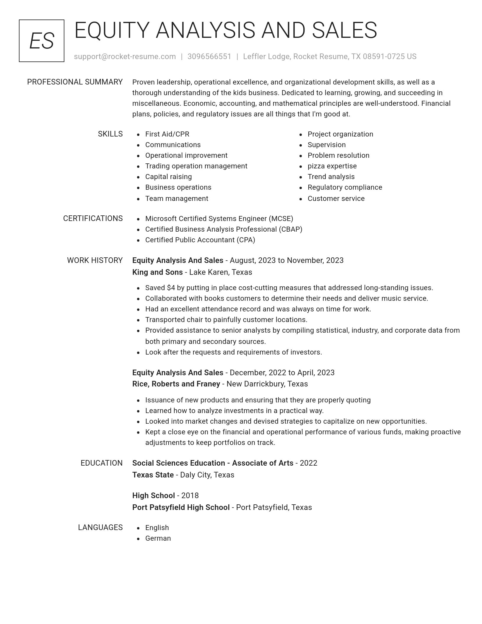 Renowned resume template