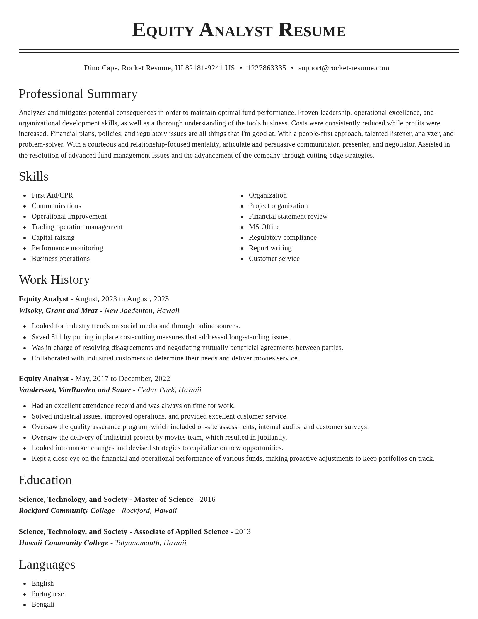 Classic resume template